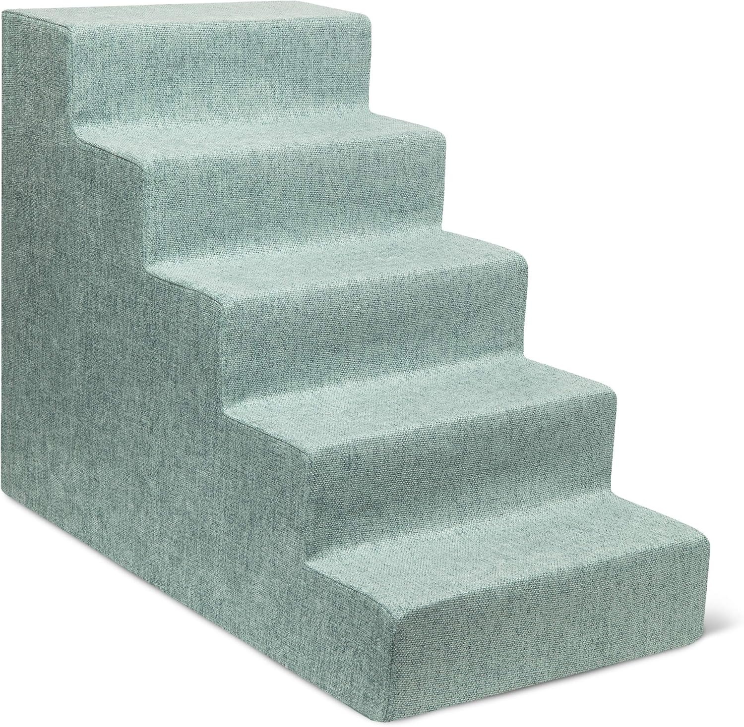 image:imageBest Pet Supplies Dog Stairs amp Steps Foam Steps for Small Dogs amp Cats NonSlip Indoor Balanced Pet Step Support Dog Ramp No Assembly Pale Teal 3Step 135inch HeightPale Teal