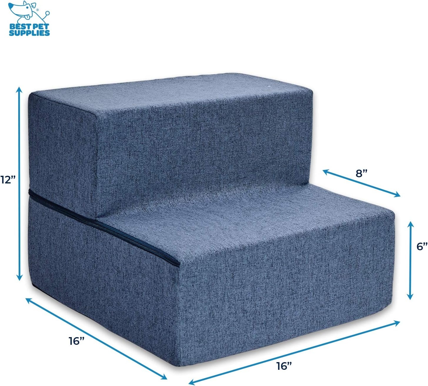 image:imageBest Pet Supplies Dog Stairs amp Steps Foam Steps for Small Dogs amp Cats NonSlip Indoor Balanced Pet Step Support Dog Ramp No Assembly Pale Teal 3Step 135inch HeightNavy Blue