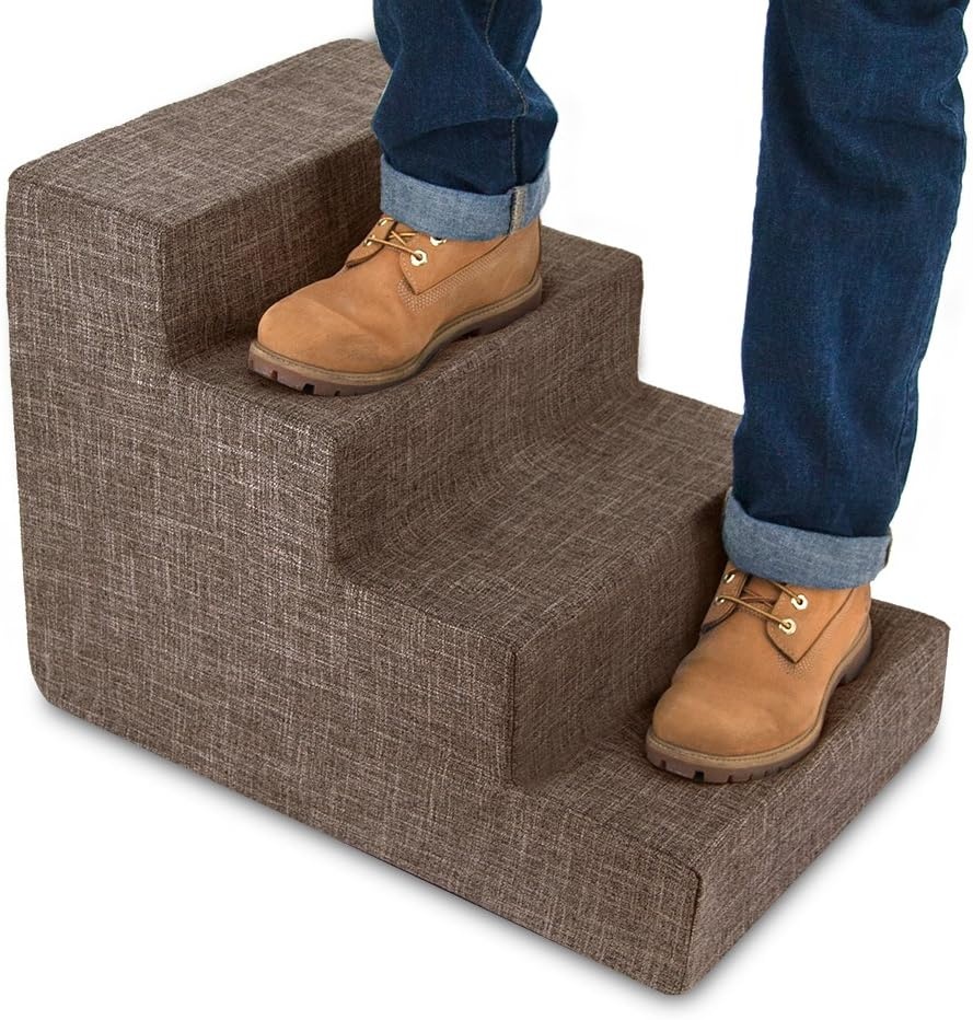 image:imageBest Pet Supplies Dog Stairs amp Steps Foam Steps for Small Dogs amp Cats NonSlip Indoor Balanced Pet Step Support Dog Ramp No Assembly Pale Teal 3Step 135inch HeightBrown Linen