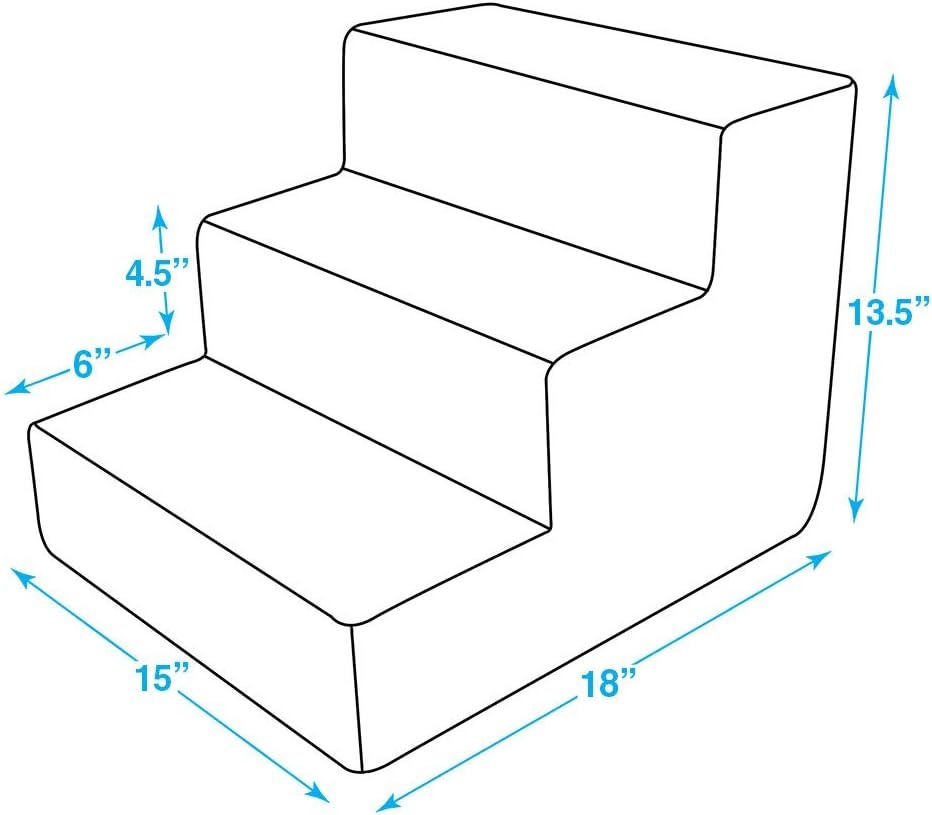 image:imageBest Pet Supplies Dog Stairs amp Steps Foam Steps for Small Dogs amp Cats NonSlip Indoor Balanced Pet Step Support Dog Ramp No Assembly Pale Teal 3Step 135inch HeightDark Brown