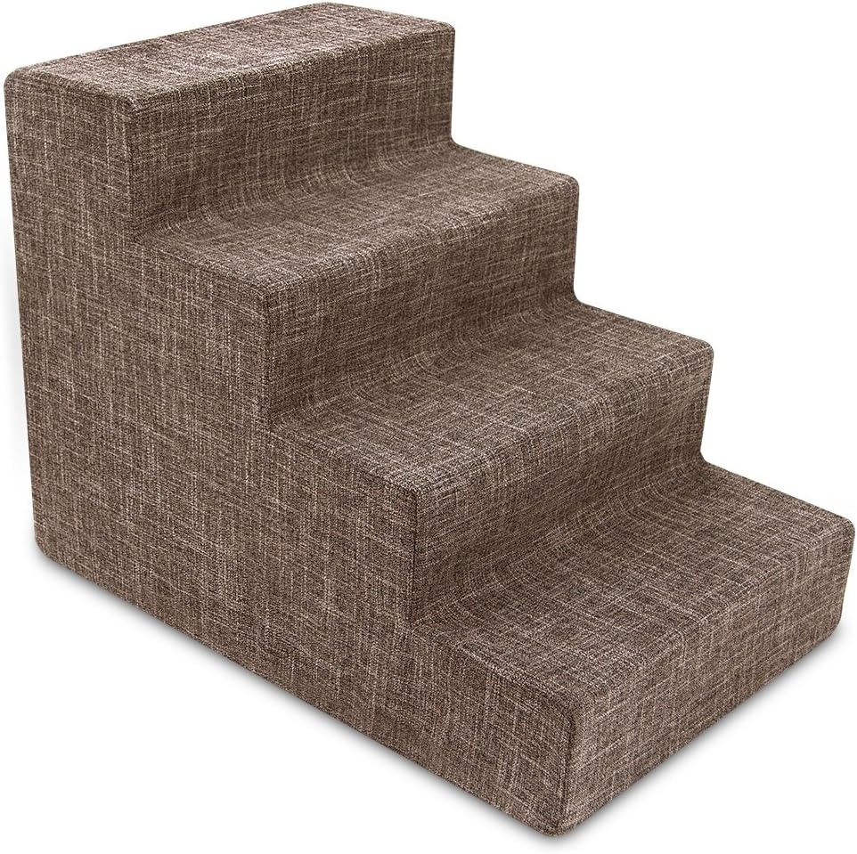 image:imageBest Pet Supplies Dog Stairs amp Steps Foam Steps for Small Dogs amp Cats NonSlip Indoor Balanced Pet Step Support Dog Ramp No Assembly Pale Teal 3Step 135inch HeightBrown Linen