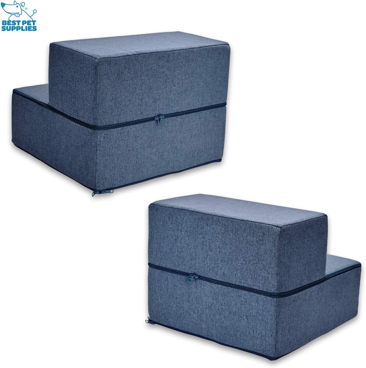 image:imageBest Pet Supplies Dog Stairs amp Steps Foam Steps for Small Dogs amp Cats NonSlip Indoor Balanced Pet Step Support Dog Ramp No Assembly Pale Teal 3Step 135inch HeightNavy Blue