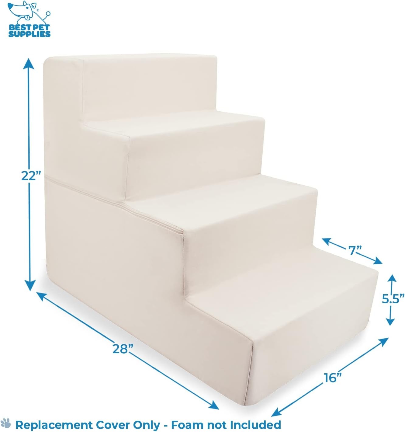 image:imageBest Pet Supplies Dog Stairs amp Steps Foam Steps for Small Dogs amp Cats NonSlip Indoor Balanced Pet Step Support Dog Ramp No Assembly Pale Teal 3Step 135inch HeightIvory