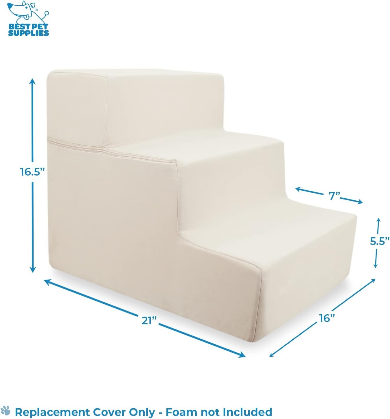 image:imageBest Pet Supplies Dog Stairs amp Steps Foam Steps for Small Dogs amp Cats NonSlip Indoor Balanced Pet Step Support Dog Ramp No Assembly Pale Teal 3Step 135inch HeightIvory