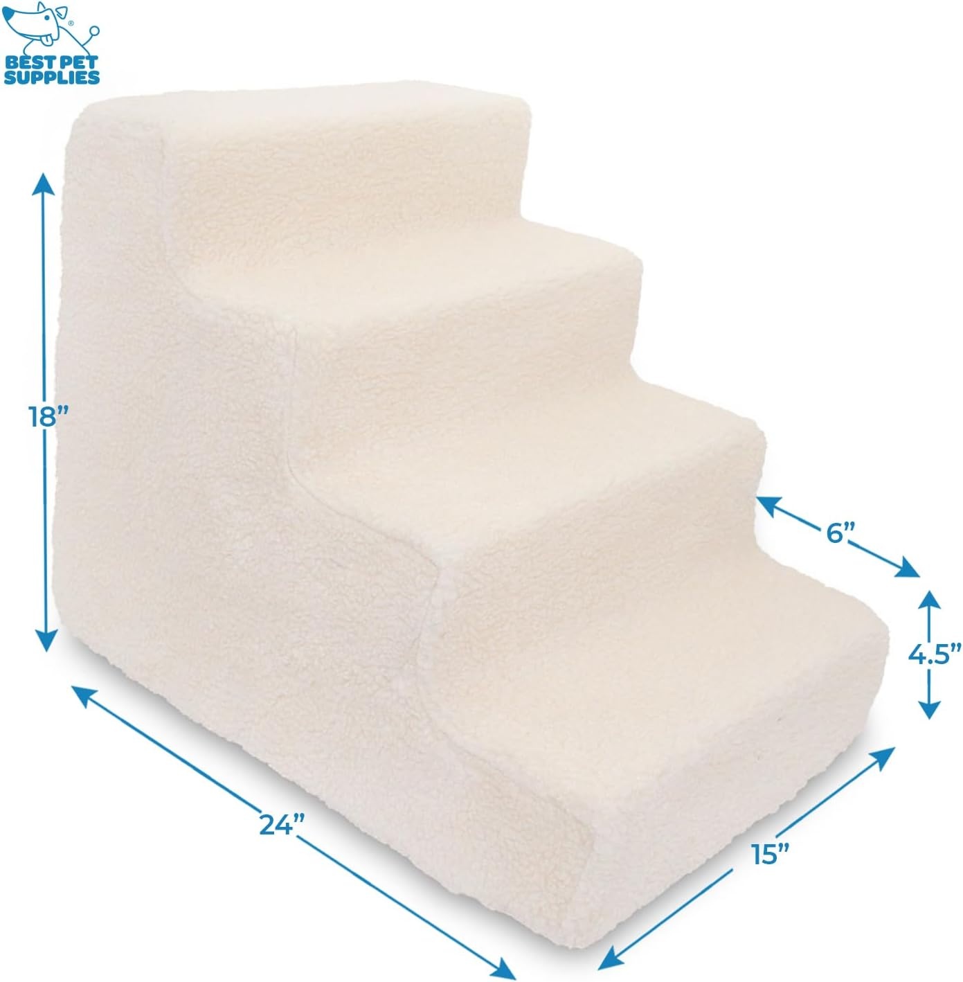 image:imageBest Pet Supplies Dog Stairs amp Steps Foam Steps for Small Dogs amp Cats NonSlip Indoor Balanced Pet Step Support Dog Ramp No Assembly Pale Teal 3Step 135inch HeightLambswool