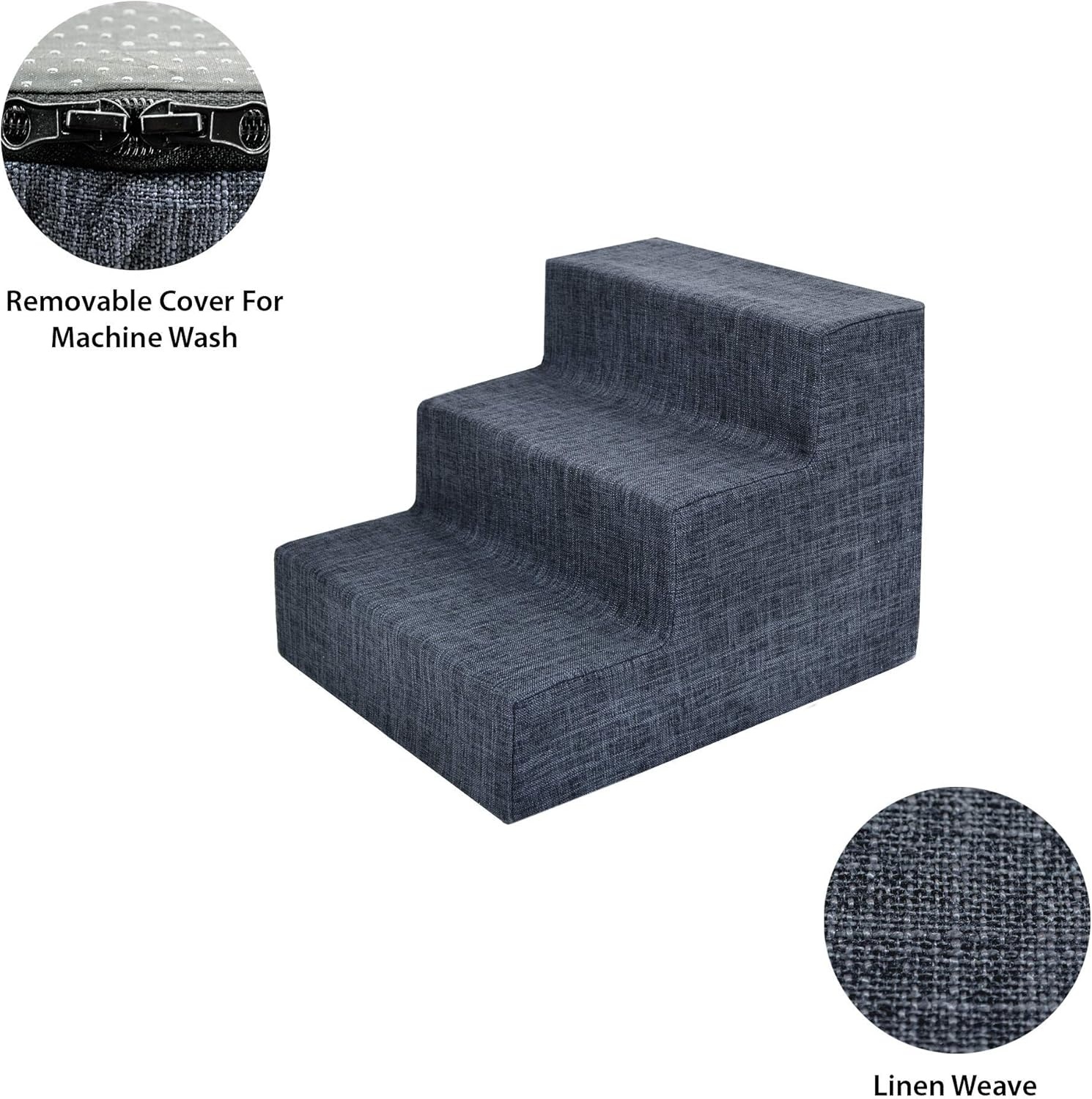 image:imageBest Pet Supplies Dog Stairs amp Steps Foam Steps for Small Dogs amp Cats NonSlip Indoor Balanced Pet Step Support Dog Ramp No Assembly Pale Teal 3Step 135inch HeightDark Gray Linen