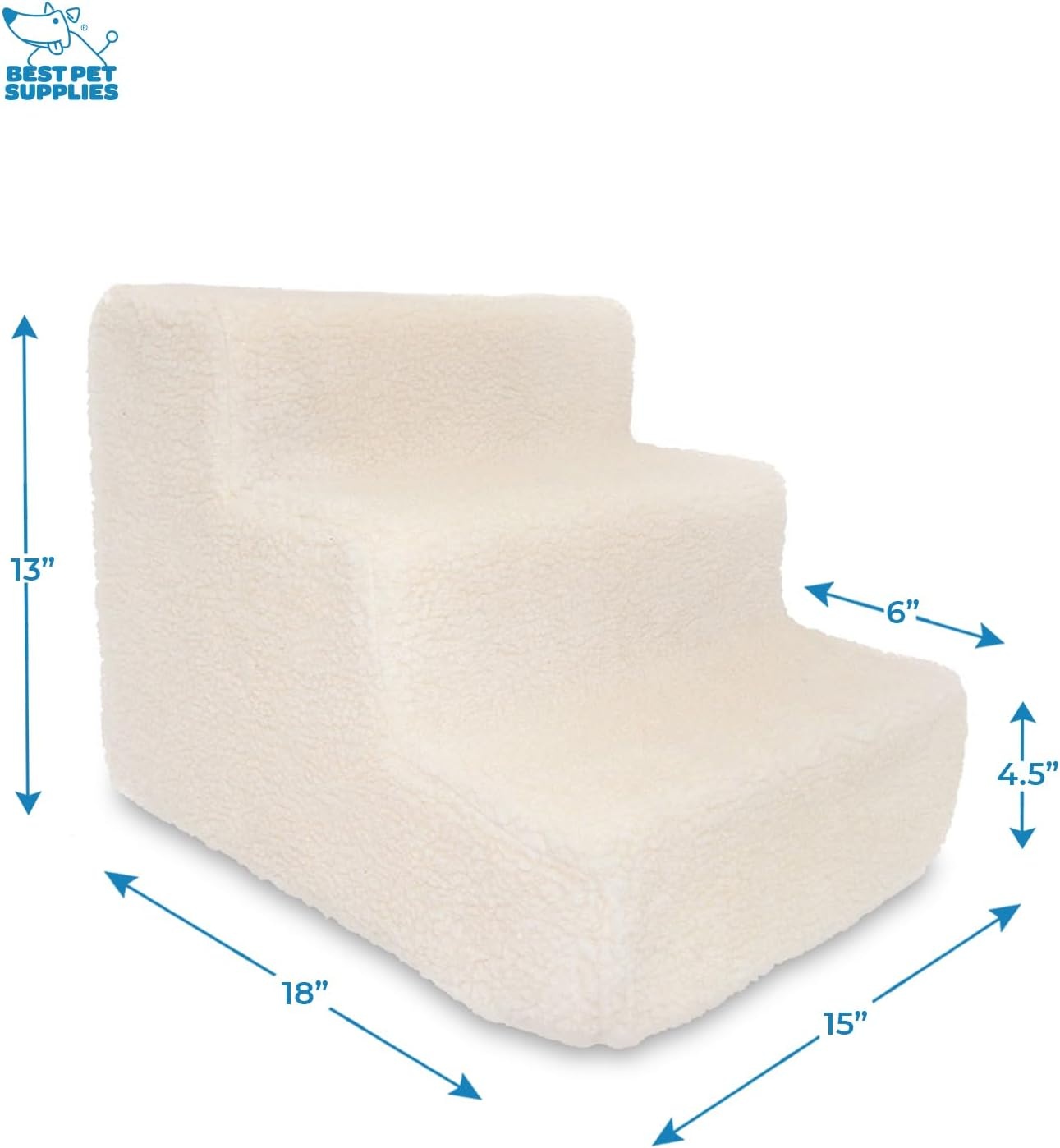 image:imageBest Pet Supplies Dog Stairs amp Steps Foam Steps for Small Dogs amp Cats NonSlip Indoor Balanced Pet Step Support Dog Ramp No Assembly Pale Teal 3Step 135inch HeightLambswool