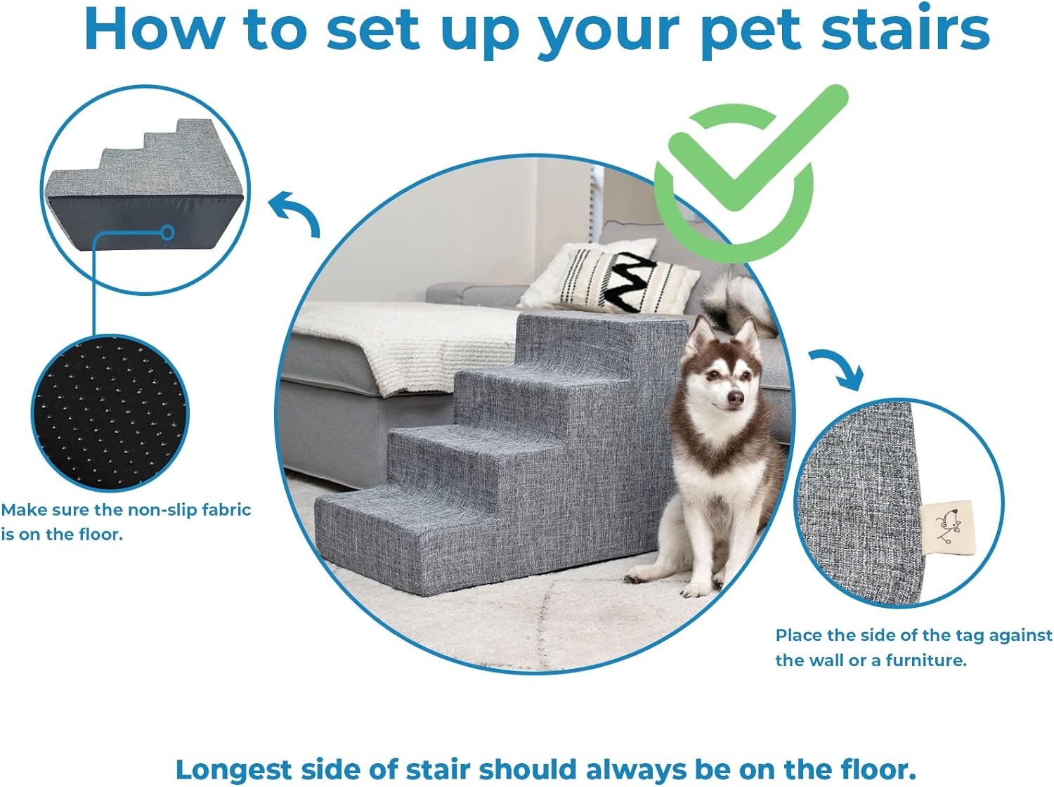 image:imageBest Pet Supplies Dog Stairs for Small Dogs amp Cats Foam Pet Steps Portable Ramp for Couch Sofa and High Bed NonSlip Balanced Indoor Step Support Paw Safe No Assembly Sand 4Step