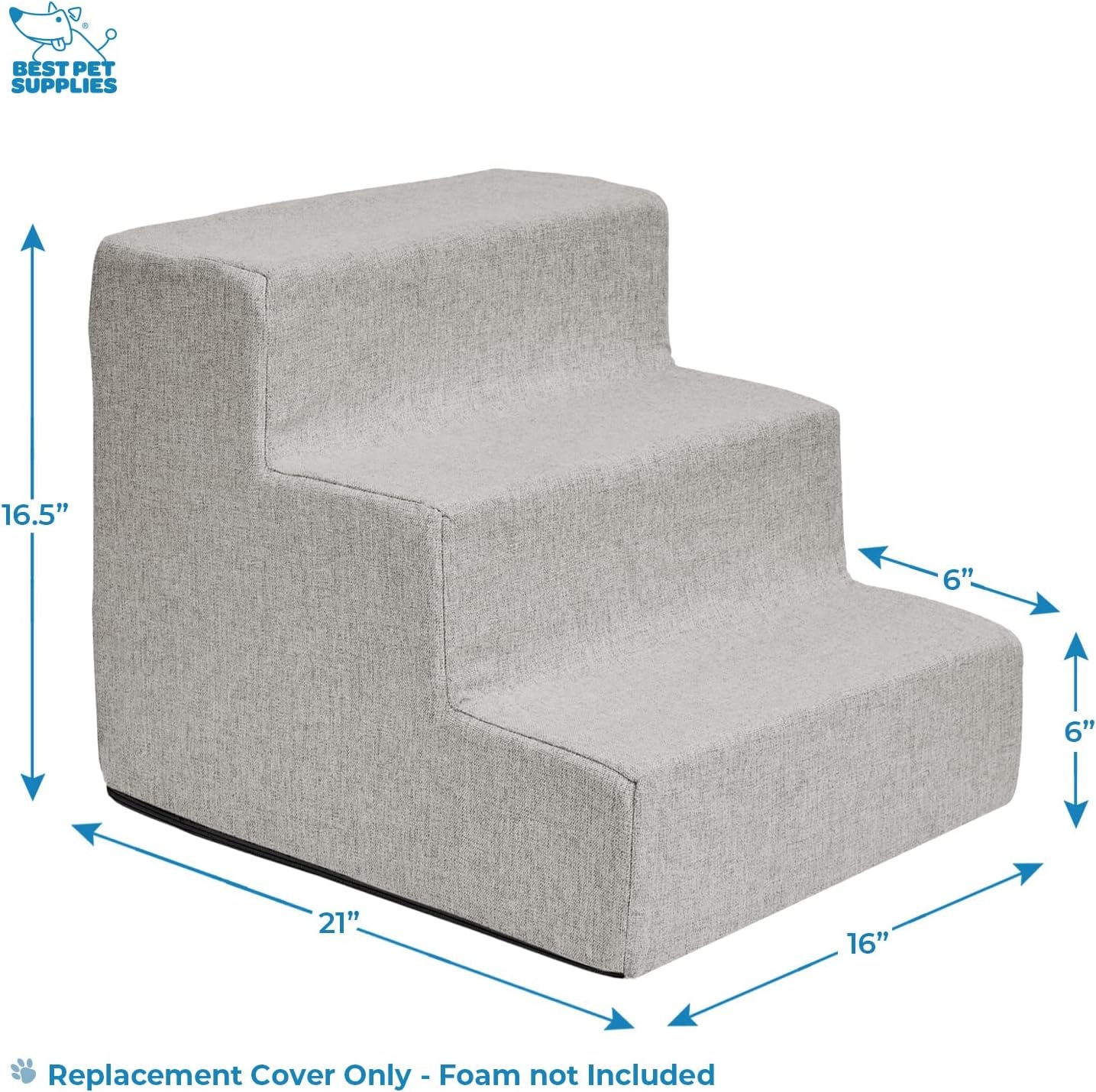 image:imageBest Pet Supplies Foam Pet Steps Cover for Small Dogs and Cats Portable Ramp Stairs for Couch Sofa and High Bed Climbing Cover Only Sand 3Step H 135 Cover OnlySand