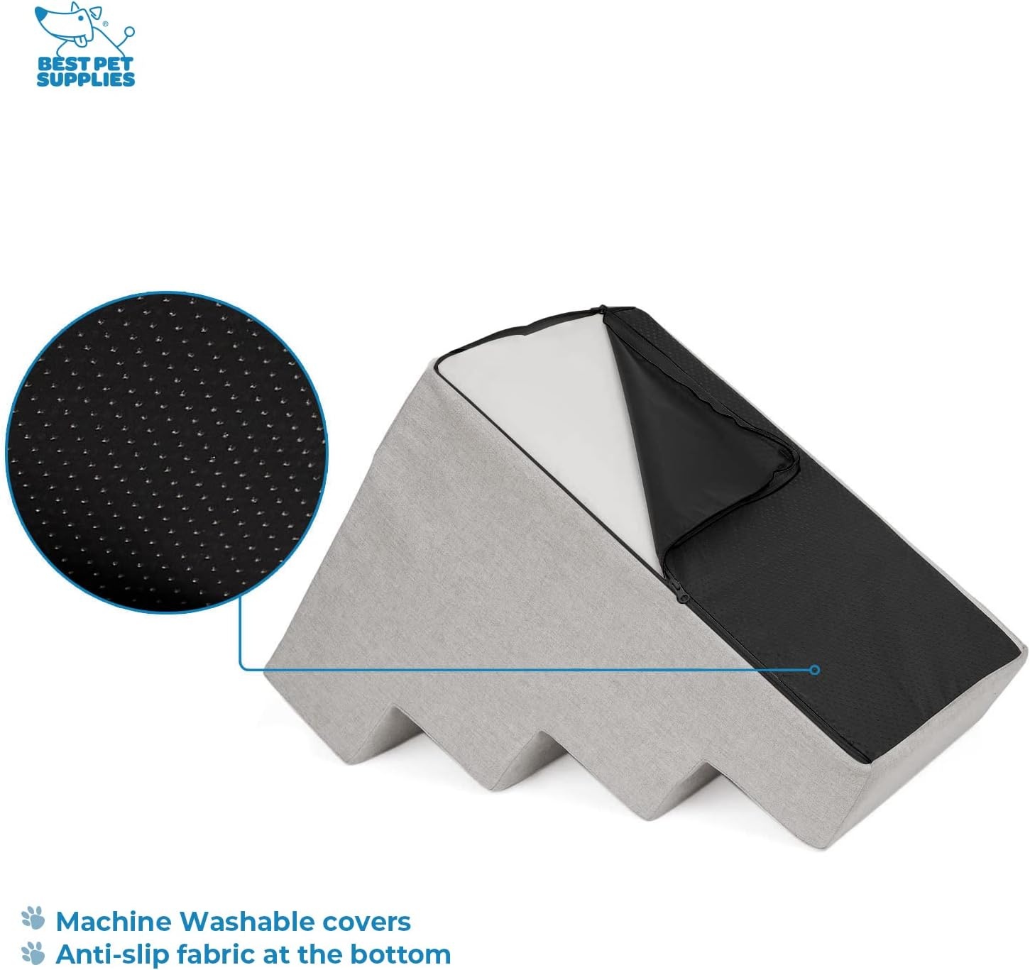 image:imageBest Pet Supplies Foam Pet Steps Cover for Small Dogs and Cats Portable Ramp Stairs for Couch Sofa and High Bed Climbing Cover Only Sand 3Step H 135 Cover OnlySand