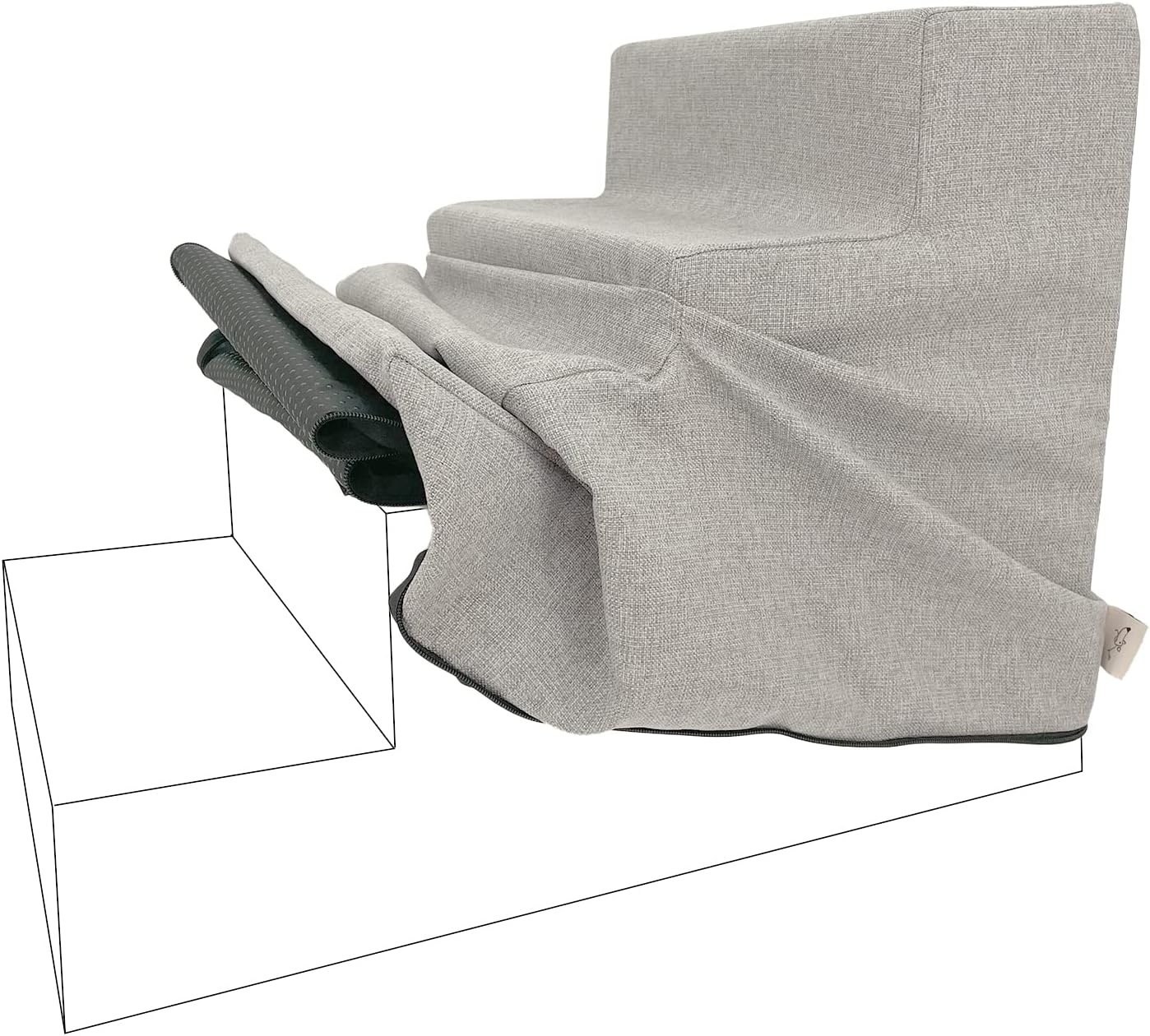 image:imageBest Pet Supplies Foam Pet Steps Cover for Small Dogs and Cats Portable Ramp Stairs for Couch Sofa and High Bed Climbing Cover Only Sand 3Step H 135 Cover OnlySand