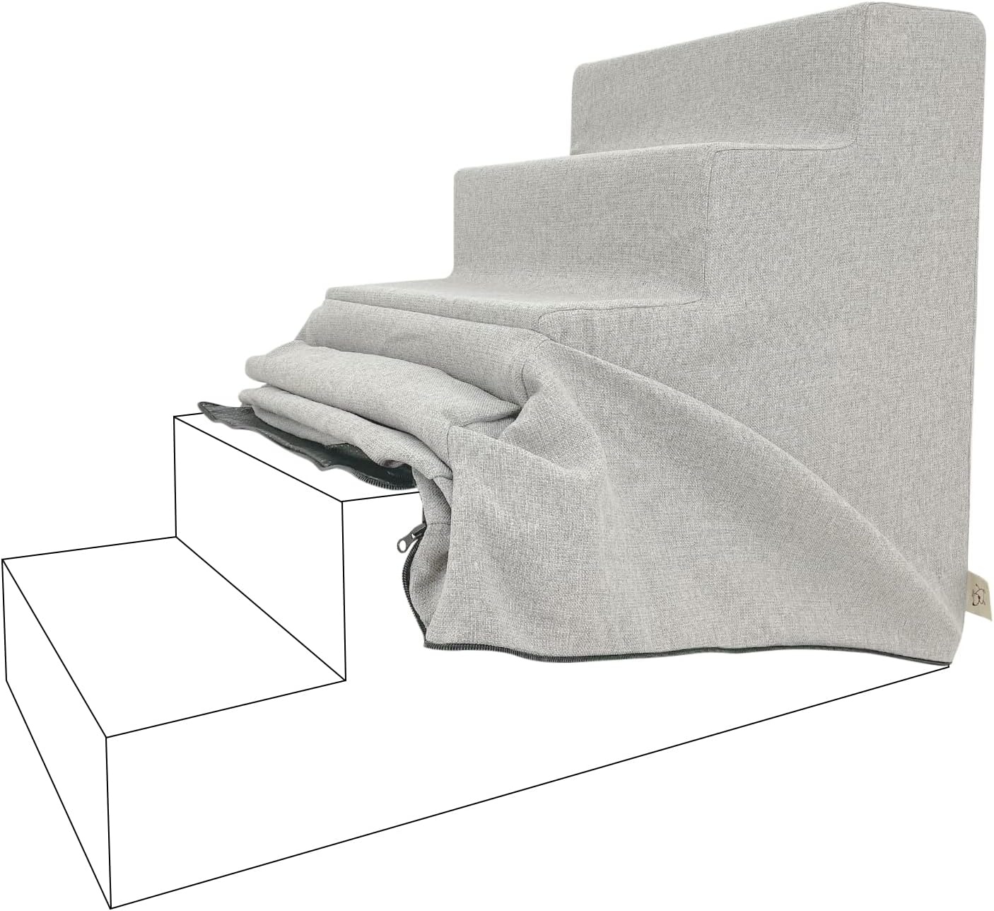 image:imageBest Pet Supplies Foam Pet Steps Cover for Small Dogs and Cats Portable Ramp Stairs for Couch Sofa and High Bed Climbing Cover Only Sand 3Step H 135 Cover OnlySand