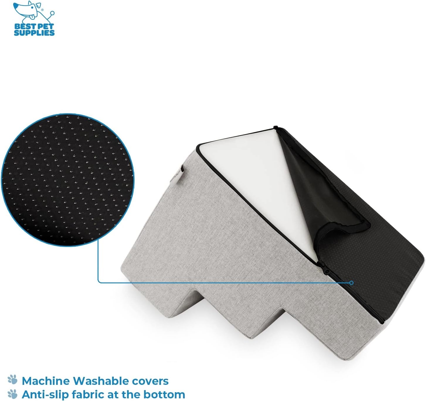 image:imageBest Pet Supplies Foam Pet Steps Cover for Small Dogs and Cats Portable Ramp Stairs for Couch Sofa and High Bed Climbing Cover Only Sand 3Step H 135 Cover OnlySand