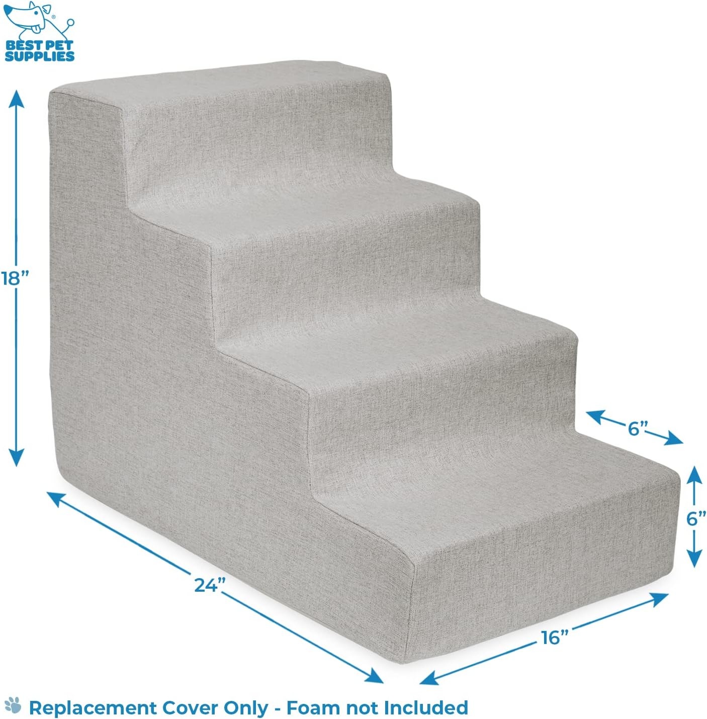image:imageBest Pet Supplies Foam Pet Steps Cover for Small Dogs and Cats Portable Ramp Stairs for Couch Sofa and High Bed Climbing Cover Only Sand 3Step H 135 Cover OnlySand