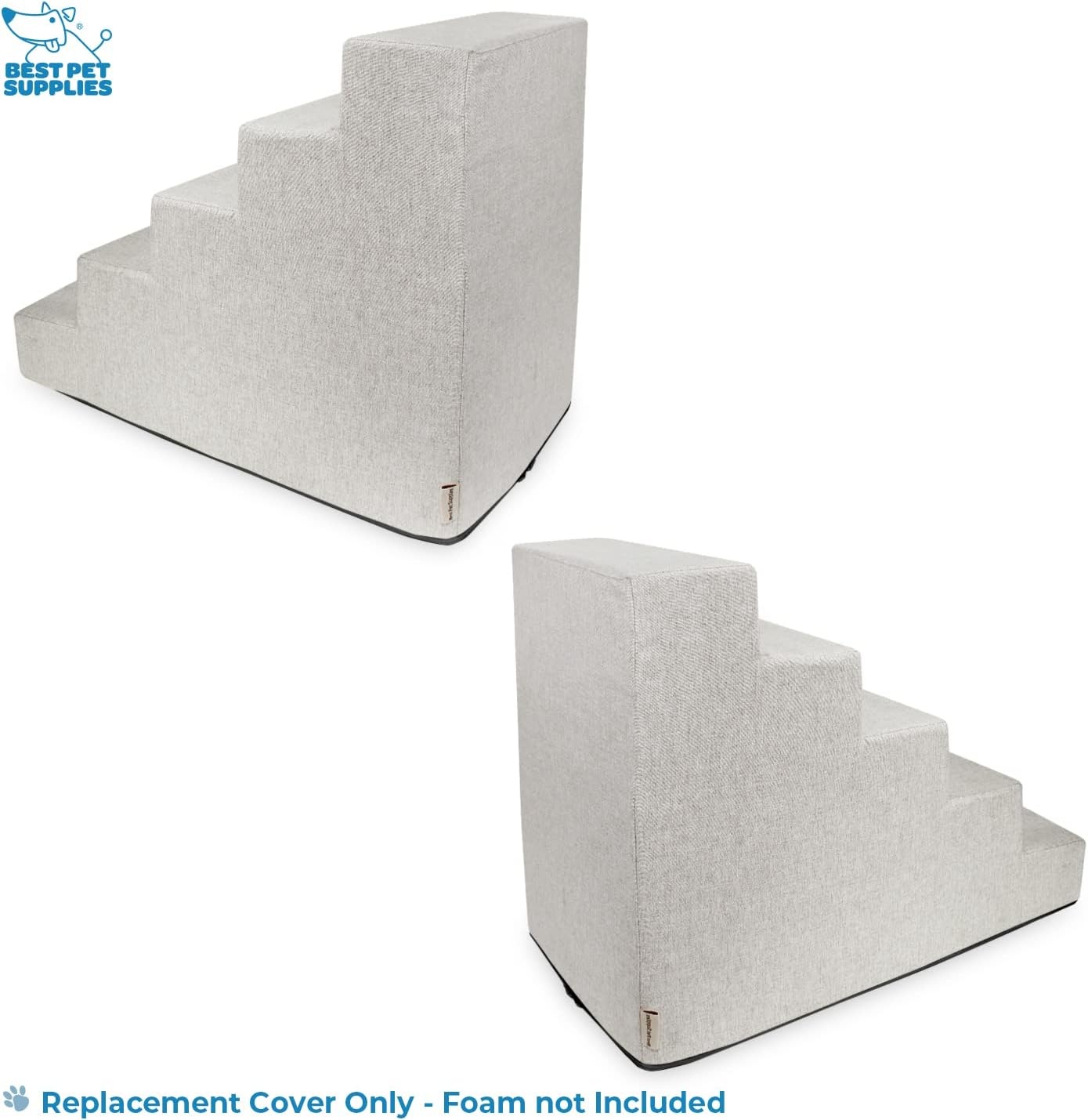 image:imageBest Pet Supplies Foam Pet Steps Cover for Small Dogs and Cats Portable Ramp Stairs for Couch Sofa and High Bed Climbing Cover Only Sand 3Step H 135 Cover OnlySand
