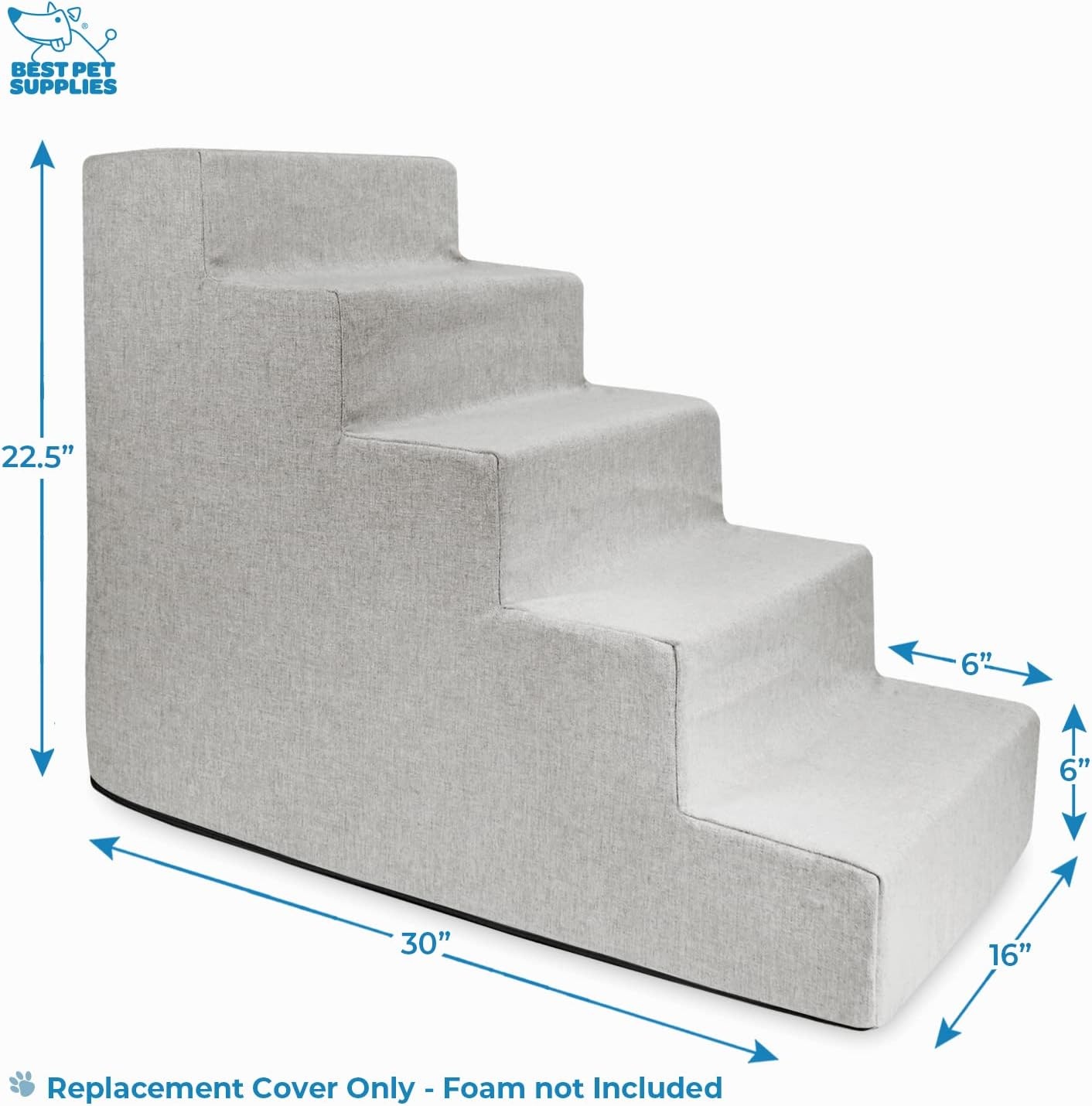 image:imageBest Pet Supplies Foam Pet Steps Cover for Small Dogs and Cats Portable Ramp Stairs for Couch Sofa and High Bed Climbing Cover Only Sand 3Step H 135 Cover OnlySand