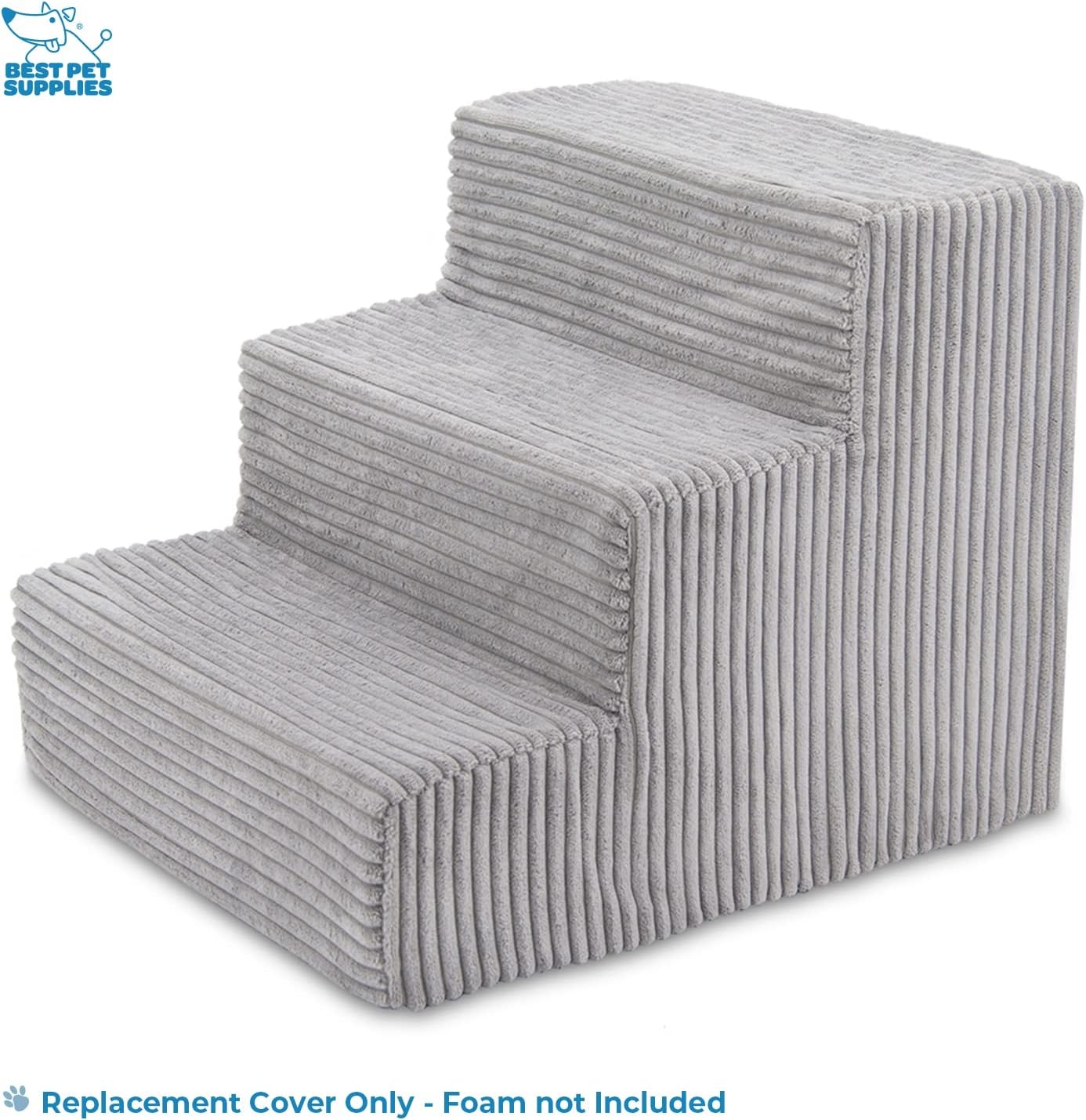 image:imageBest Pet Supplies Foam Pet Steps Cover for Small Dogs and Cats Portable Ramp Stairs for Couch Sofa and High Bed Climbing Cover Only Sand 3Step H 135 Cover OnlyGray