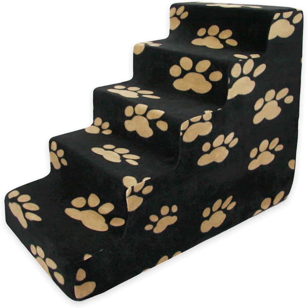 image:imageBest Pet Supplies Dog Stairs amp Steps Foam Steps for Small Dogs amp Cats NonSlip Indoor Balanced Pet Step Support Dog Ramp No Assembly Pale Teal 3Step 135inch HeightPaw Print on Black