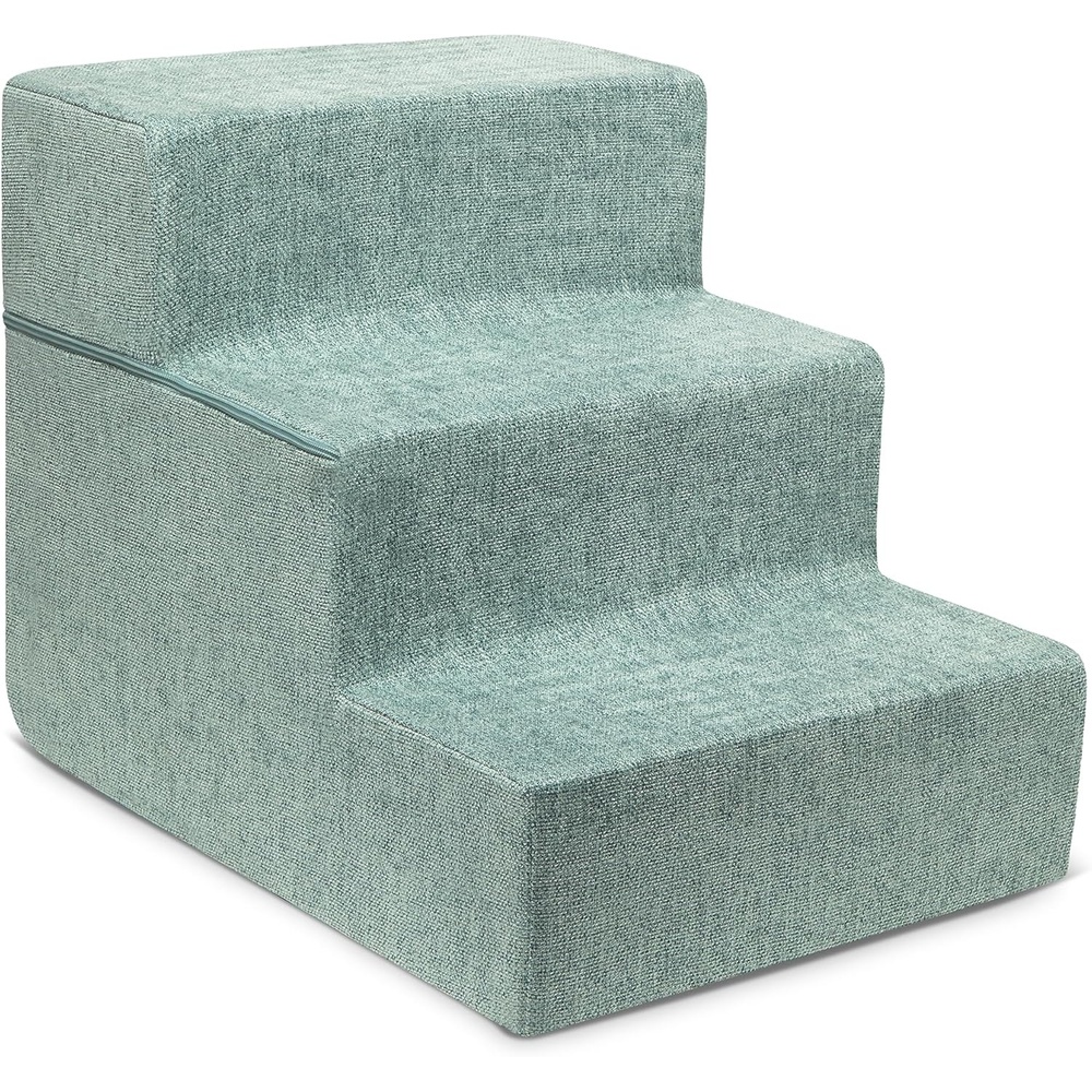 image:imageBest Pet Supplies Dog Stairs amp Steps Foam Steps for Small Dogs amp Cats NonSlip Indoor Balanced Pet Step Support Dog Ramp No Assembly Pale Teal 3Step 135inch HeightPale Teal