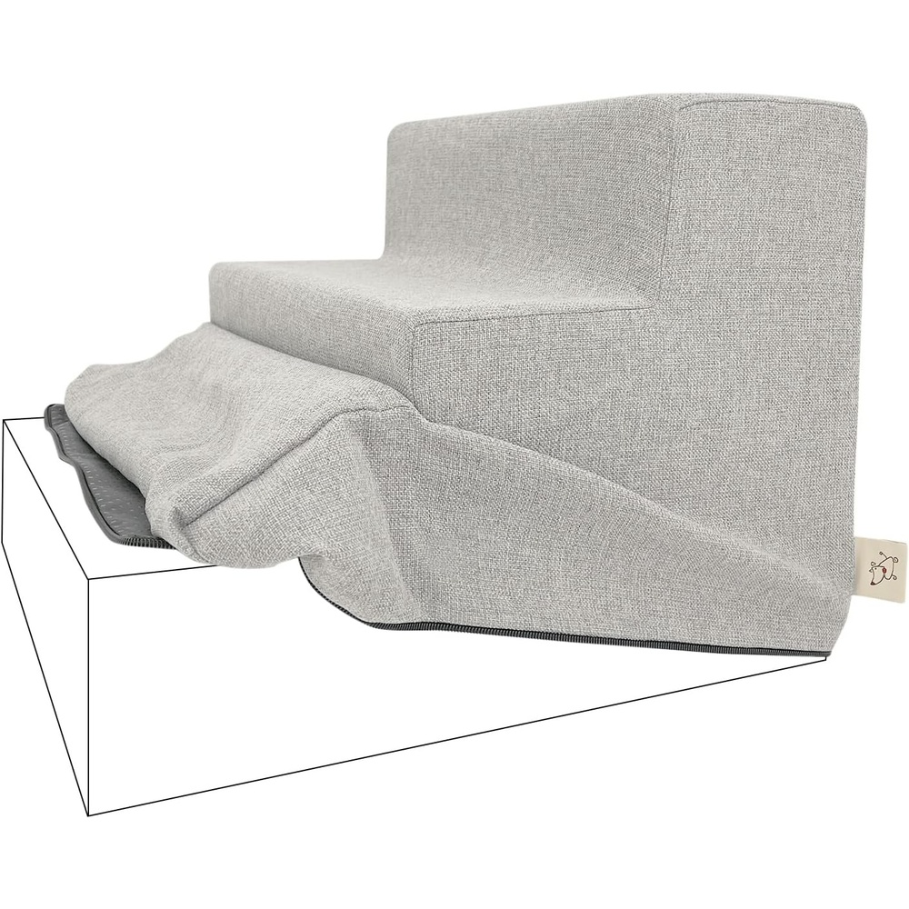 image:imageBest Pet Supplies Foam Pet Steps Cover for Small Dogs and Cats Portable Ramp Stairs for Couch Sofa and High Bed Climbing Cover Only Sand 3Step H 135 Cover OnlySand