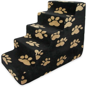 image:imageBest Pet Supplies Dog Stairs amp Steps  Foam Steps for Small Dogs amp Cats NonSlip Indoor Balanced Pet Step Support Dog Ramp No Assembly Pale Teal 3Step 135inch HeightPaw Print on Black