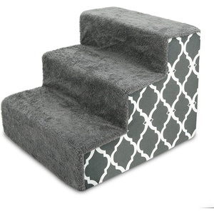 image:imageBest Pet Supplies Dog Stairs amp Steps  Foam Steps for Small Dogs amp Cats NonSlip Indoor Balanced Pet Step Support Dog Ramp No Assembly Pale Teal 3Step 135inch HeightGray Lattice Print