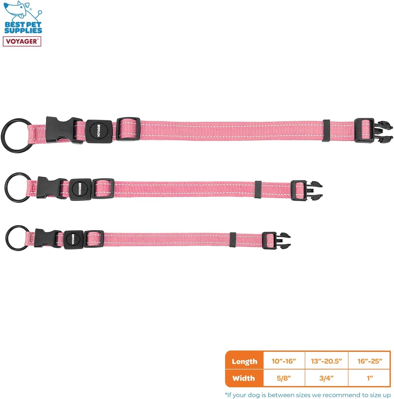 image:imageBest Pet Supplies Voyager Reflective Dog Leash or Collar with Neoprene Handle for Small Medium and Large Breed Puppies Cute and Heavy Duty for Walking Running and Training Royal Blue MCollar Pink