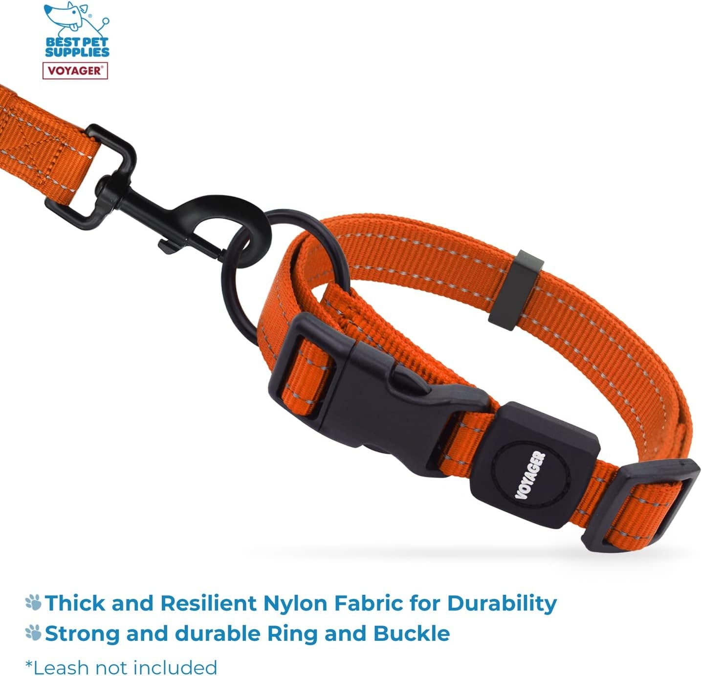 image:imageBest Pet Supplies Voyager Reflective Dog Leash or Collar with Neoprene Handle for Small Medium and Large Breed Puppies Cute and Heavy Duty for Walking Running and Training Royal Blue MCollar Orange