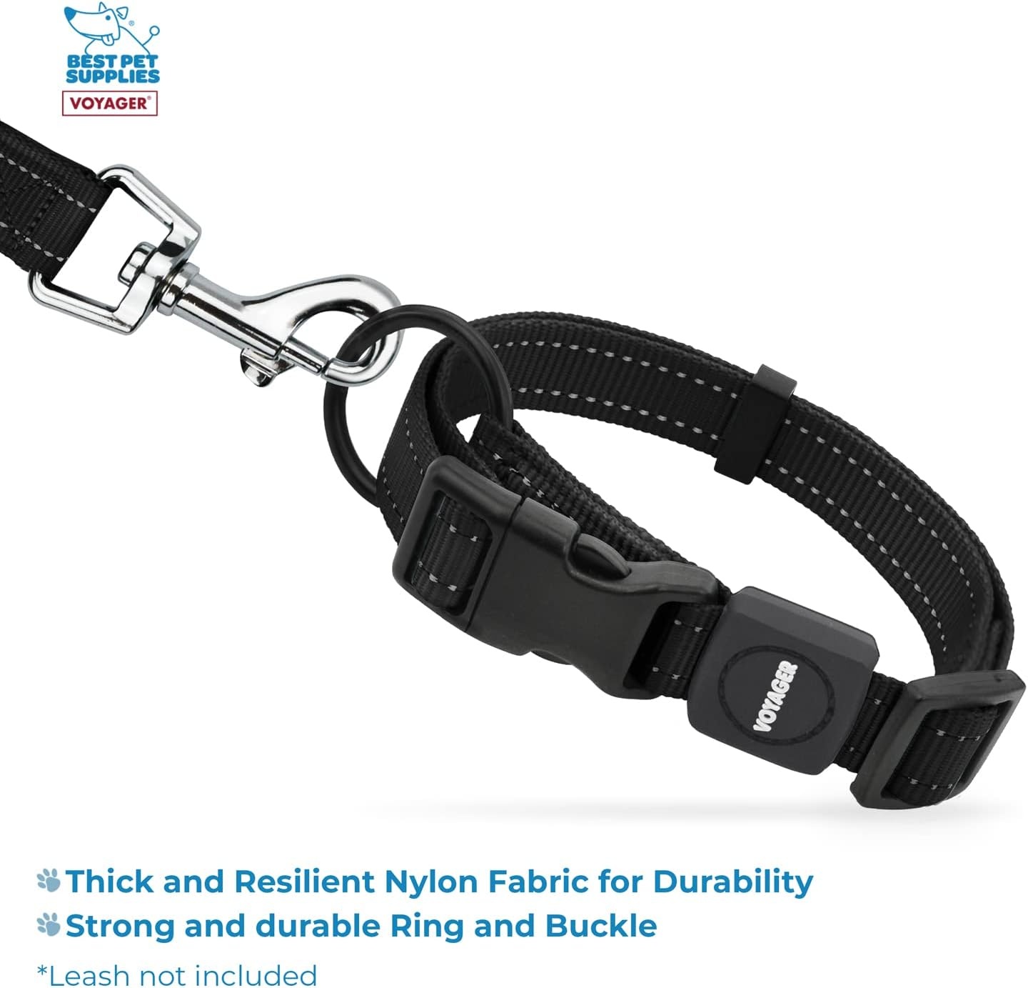 image:imageBest Pet Supplies Voyager Reflective Dog Leash or Collar with Neoprene Handle for Small Medium and Large Breed Puppies Cute and Heavy Duty for Walking Running and Training Royal Blue MCollar Black