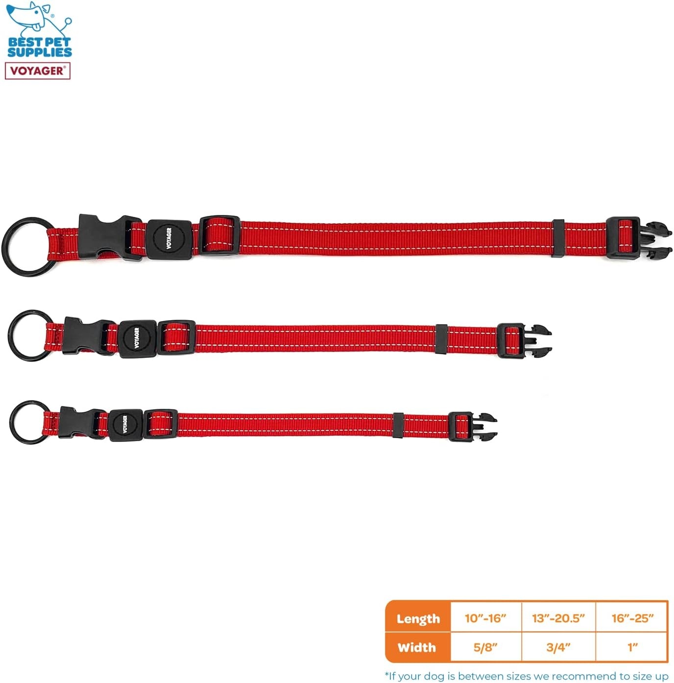 image:imageBest Pet Supplies Voyager Reflective Dog Leash or Collar with Neoprene Handle for Small Medium and Large Breed Puppies Cute and Heavy Duty for Walking Running and Training Royal Blue MCollar Red