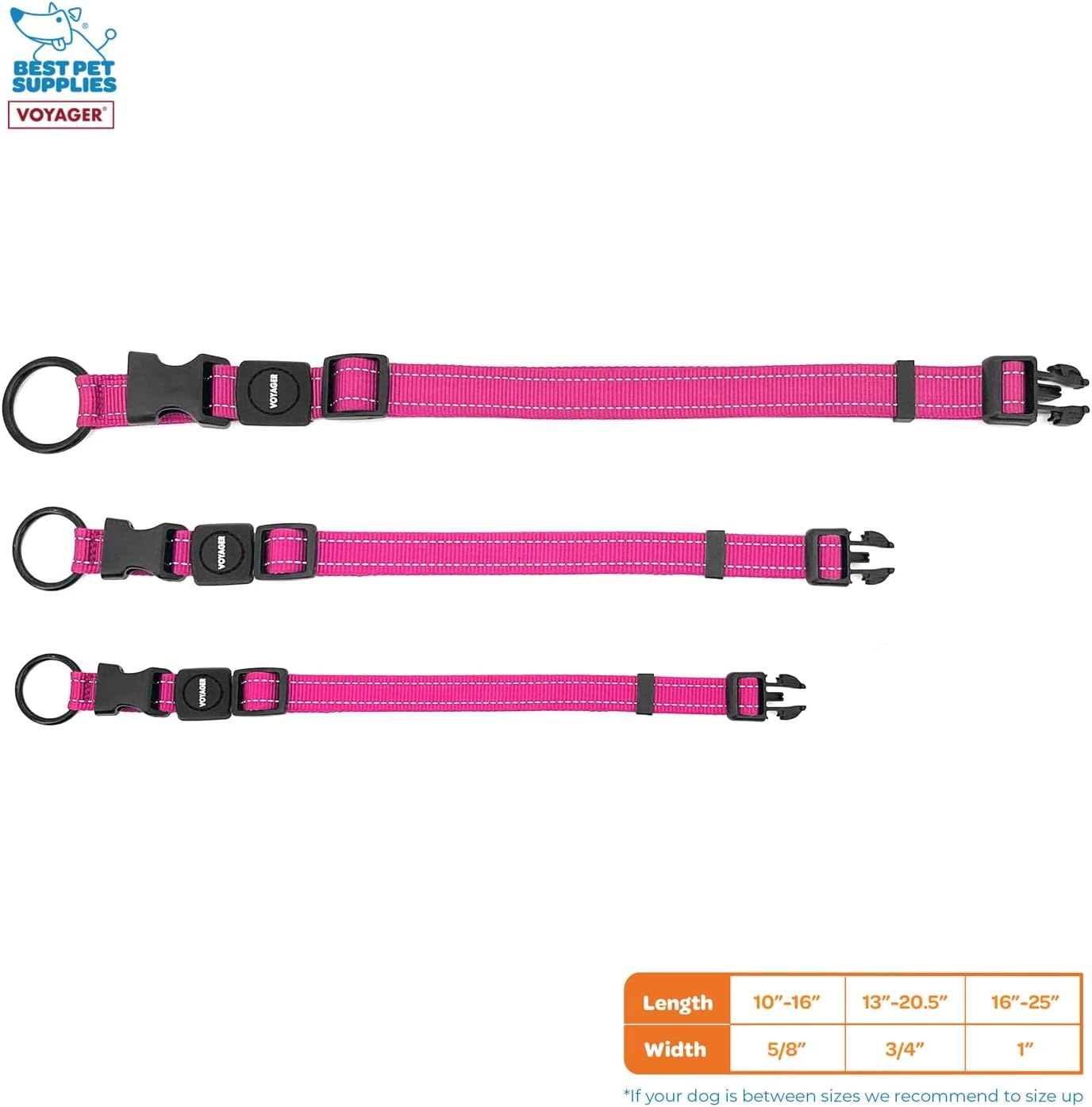 image:imageBest Pet Supplies Voyager Reflective Dog Leash or Collar with Neoprene Handle for Small Medium and Large Breed Puppies Cute and Heavy Duty for Walking Running and Training Royal Blue MCollar Fuchsia