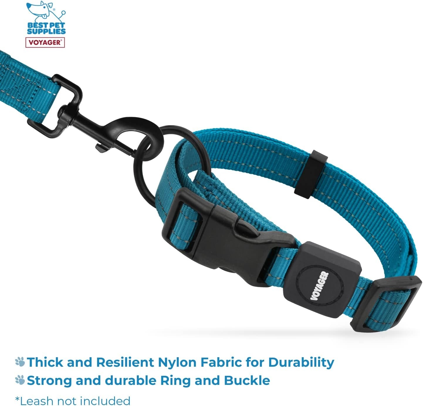 image:imageBest Pet Supplies Voyager Reflective Dog Leash or Collar with Neoprene Handle for Small Medium and Large Breed Puppies Cute and Heavy Duty for Walking Running and Training Royal Blue MCollar Turquoise