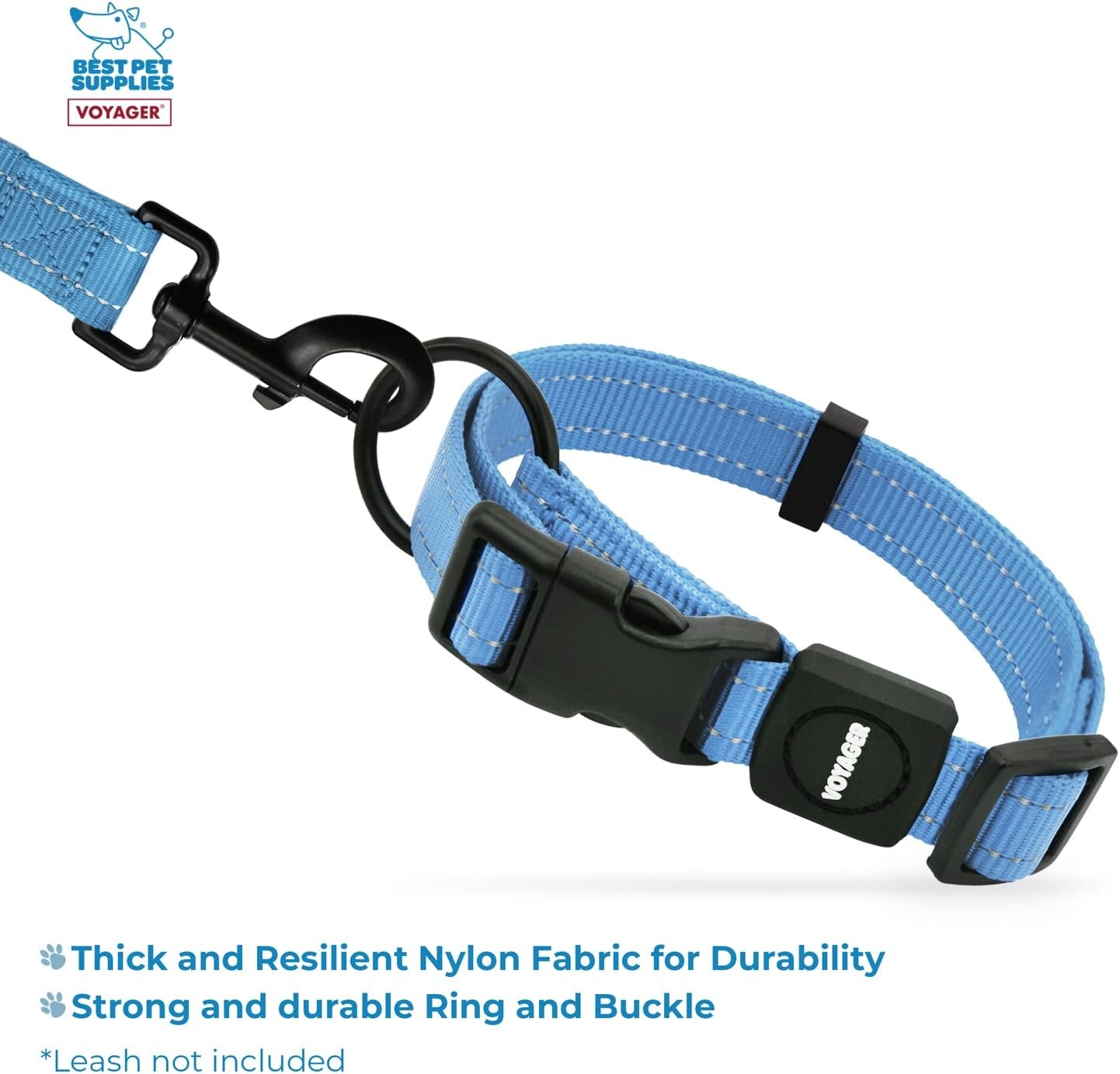 image:imageBest Pet Supplies Voyager Reflective Dog Leash or Collar with Neoprene Handle for Small Medium and Large Breed Puppies Cute and Heavy Duty for Walking Running and Training Royal Blue MCollar Baby Blue
