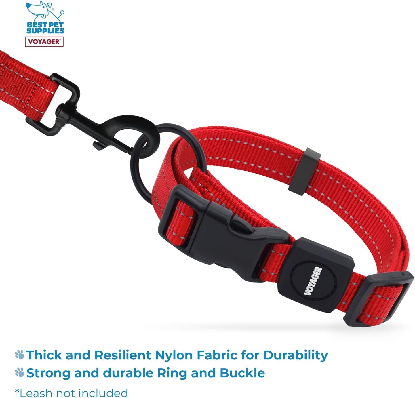 image:imageBest Pet Supplies Voyager Reflective Dog Leash or Collar with Neoprene Handle for Small Medium and Large Breed Puppies Cute and Heavy Duty for Walking Running and Training Royal Blue MCollar Red