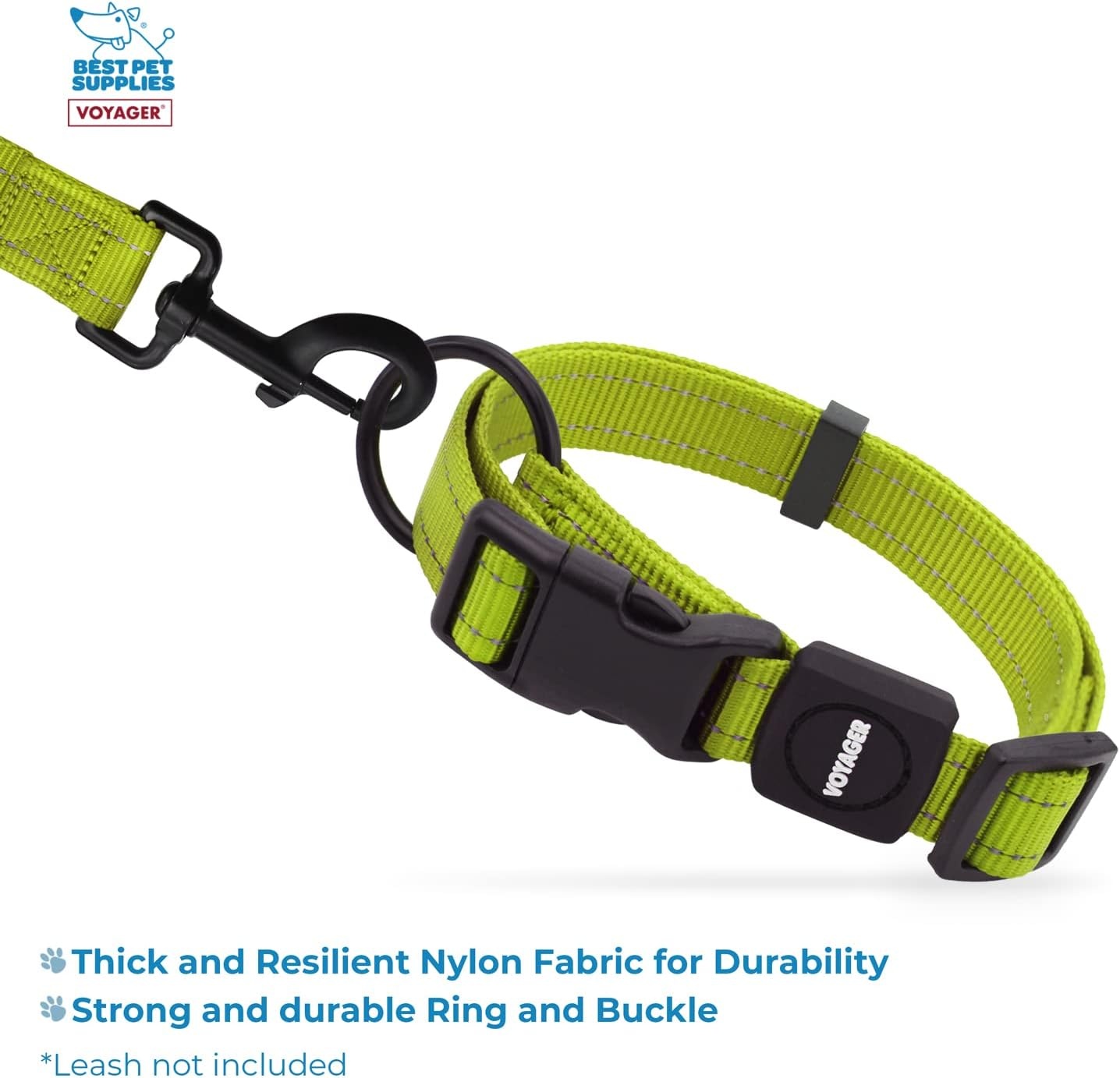 image:imageBest Pet Supplies Voyager Reflective Dog Leash or Collar with Neoprene Handle for Small Medium and Large Breed Puppies Cute and Heavy Duty for Walking Running and Training Royal Blue MCollar Lime Green