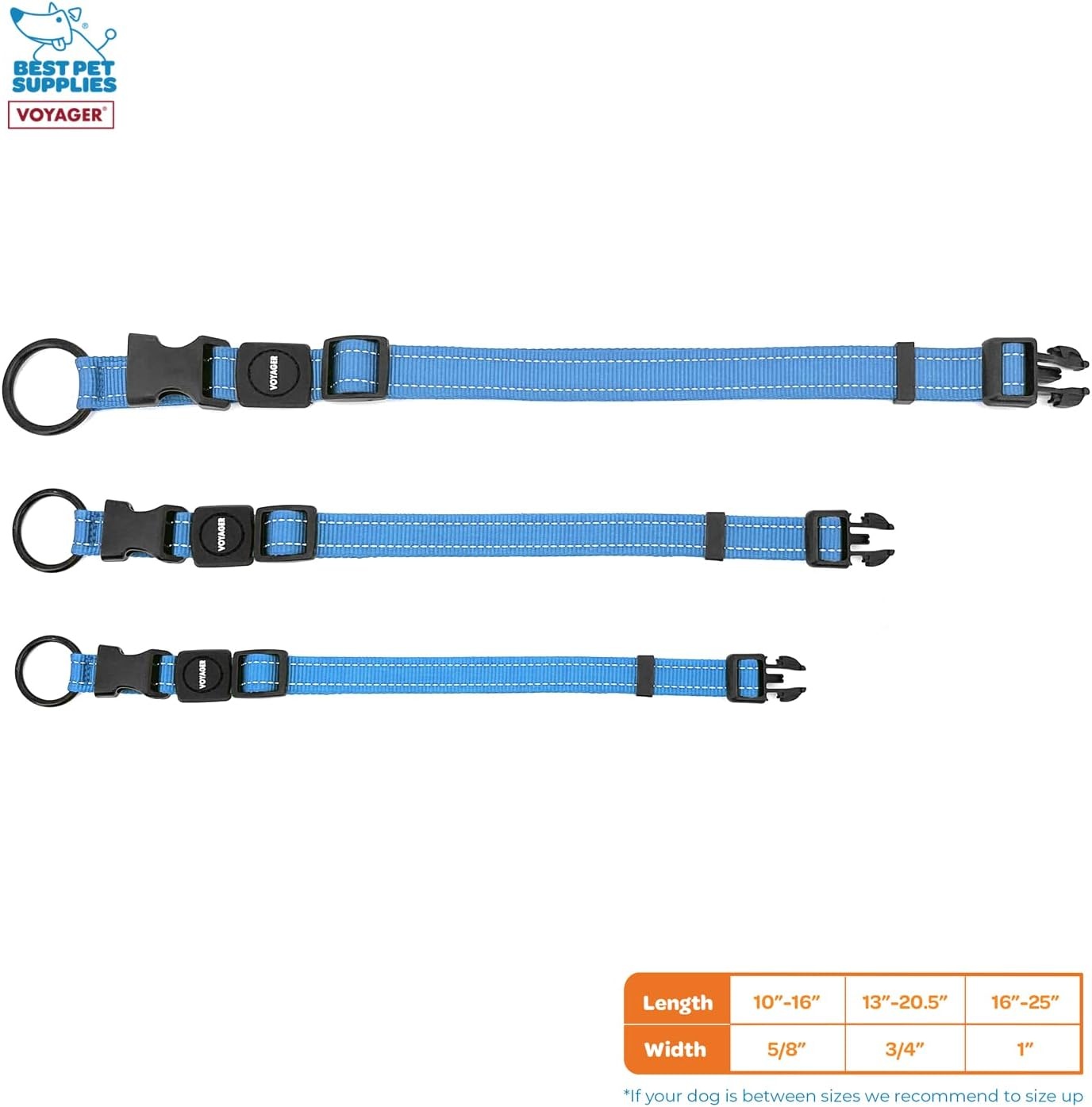 image:imageBest Pet Supplies Voyager Reflective Dog Leash or Collar with Neoprene Handle for Small Medium and Large Breed Puppies Cute and Heavy Duty for Walking Running and Training Royal Blue MCollar Baby Blue