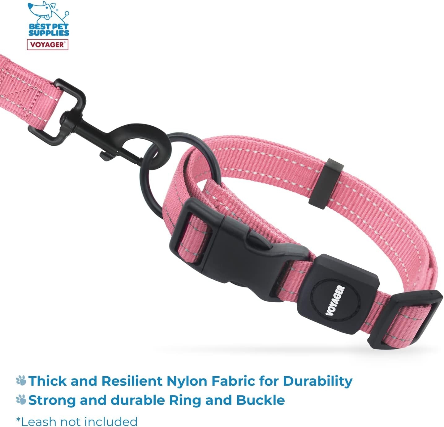 image:imageBest Pet Supplies Voyager Reflective Dog Leash or Collar with Neoprene Handle for Small Medium and Large Breed Puppies Cute and Heavy Duty for Walking Running and Training Royal Blue MCollar Pink