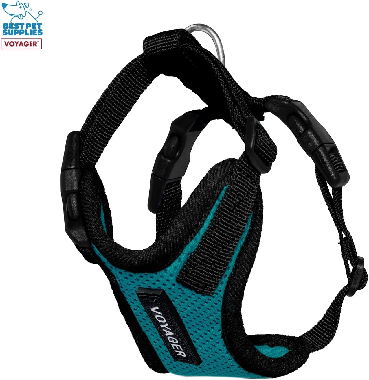 image:imageBest Pet Supplies Voyager Stepin Lock Pet Harness w Reflective Pet Leash Combo Set with Neoprene Handle 5ft Supports Small Medium and Large Breed PuppiesCats PurpleBlack Trim LHarness Leash Set TurquoiseBlack Trim