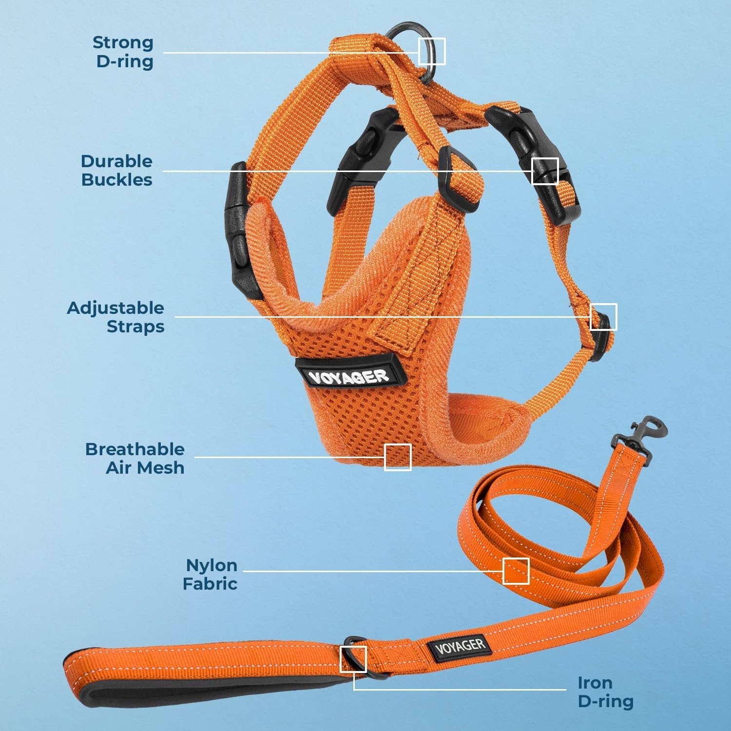 image:imageBest Pet Supplies Voyager Stepin Lock Pet Harness w Reflective Pet Leash Combo Set with Neoprene Handle 5ft Supports Small Medium and Large Breed PuppiesCats PurpleBlack Trim LHarness Leash Set Orange