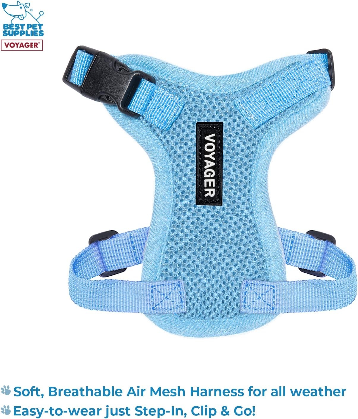 image:imageBest Pet Supplies Voyager Stepin Lock Pet Harness w Reflective Pet Leash Combo Set with Neoprene Handle 5ft Supports Small Medium and Large Breed PuppiesCats PurpleBlack Trim LHarness Leash Set Baby Blue