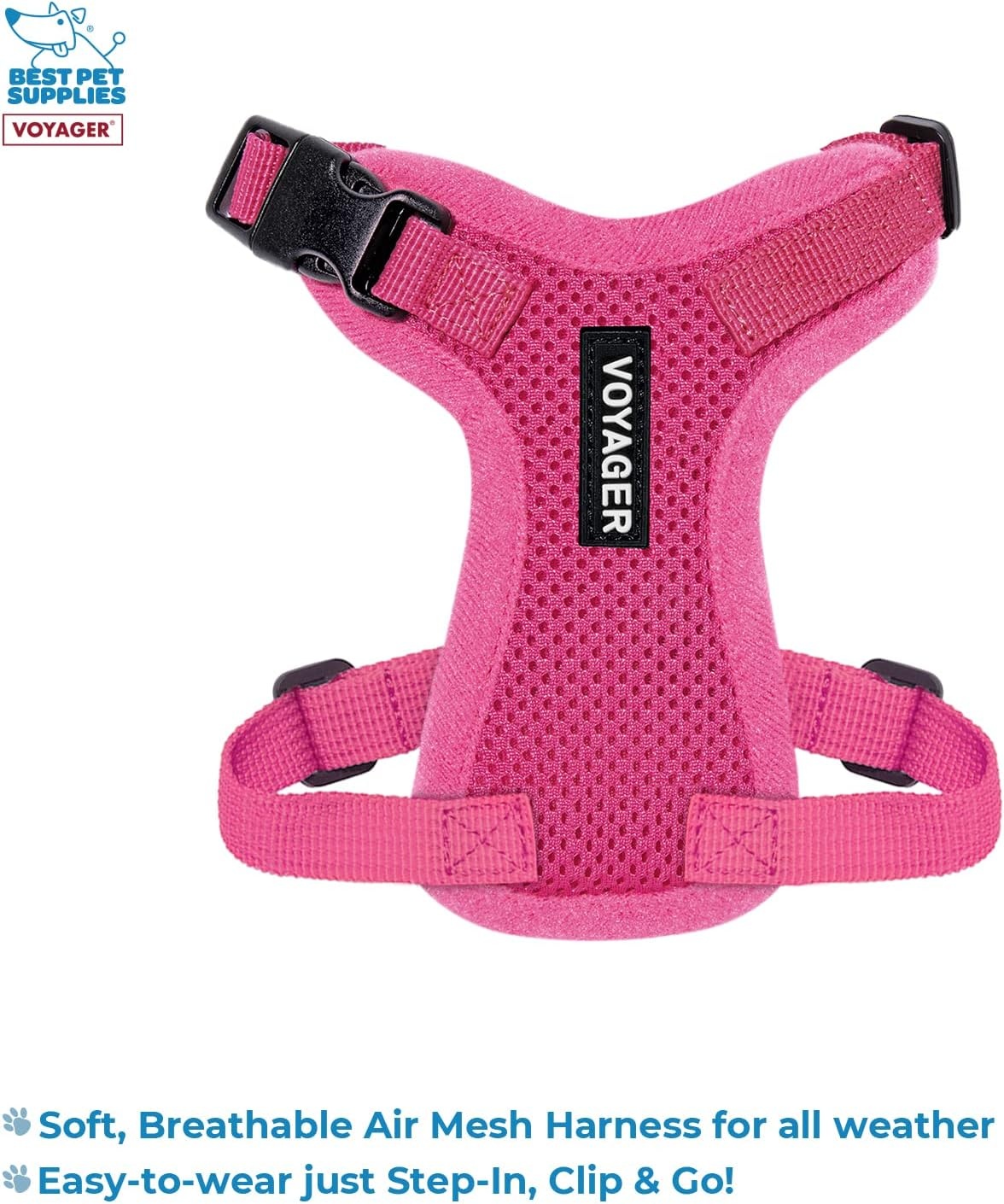 image:imageBest Pet Supplies Voyager Stepin Lock Pet Harness w Reflective Pet Leash Combo Set with Neoprene Handle 5ft Supports Small Medium and Large Breed PuppiesCats PurpleBlack Trim LHarness Leash Set Fuchsia