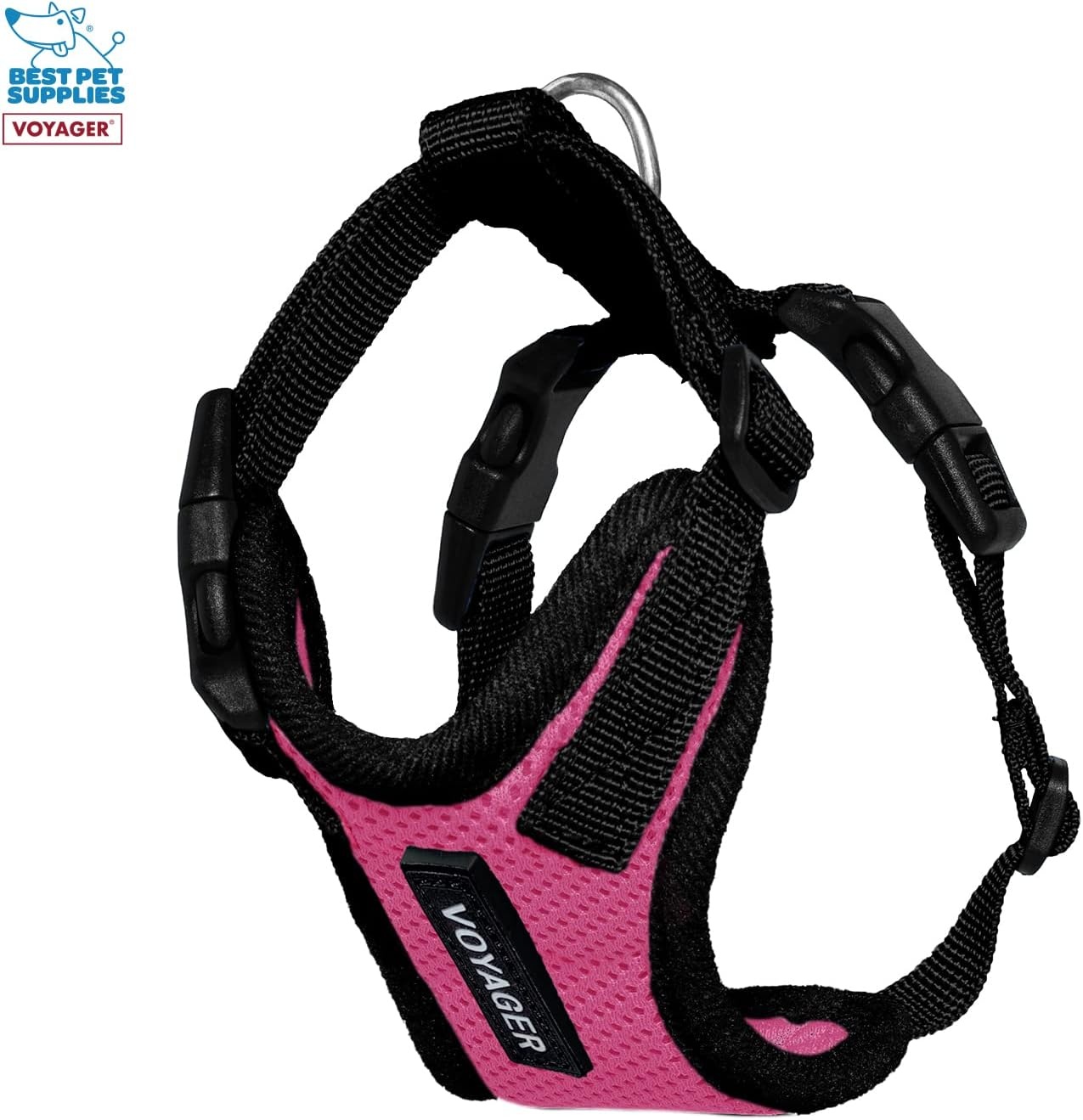 image:imageBest Pet Supplies Voyager Stepin Lock Pet Harness w Reflective Pet Leash Combo Set with Neoprene Handle 5ft Supports Small Medium and Large Breed PuppiesCats PurpleBlack Trim LHarness Leash Set FuchsiaBlack Trim
