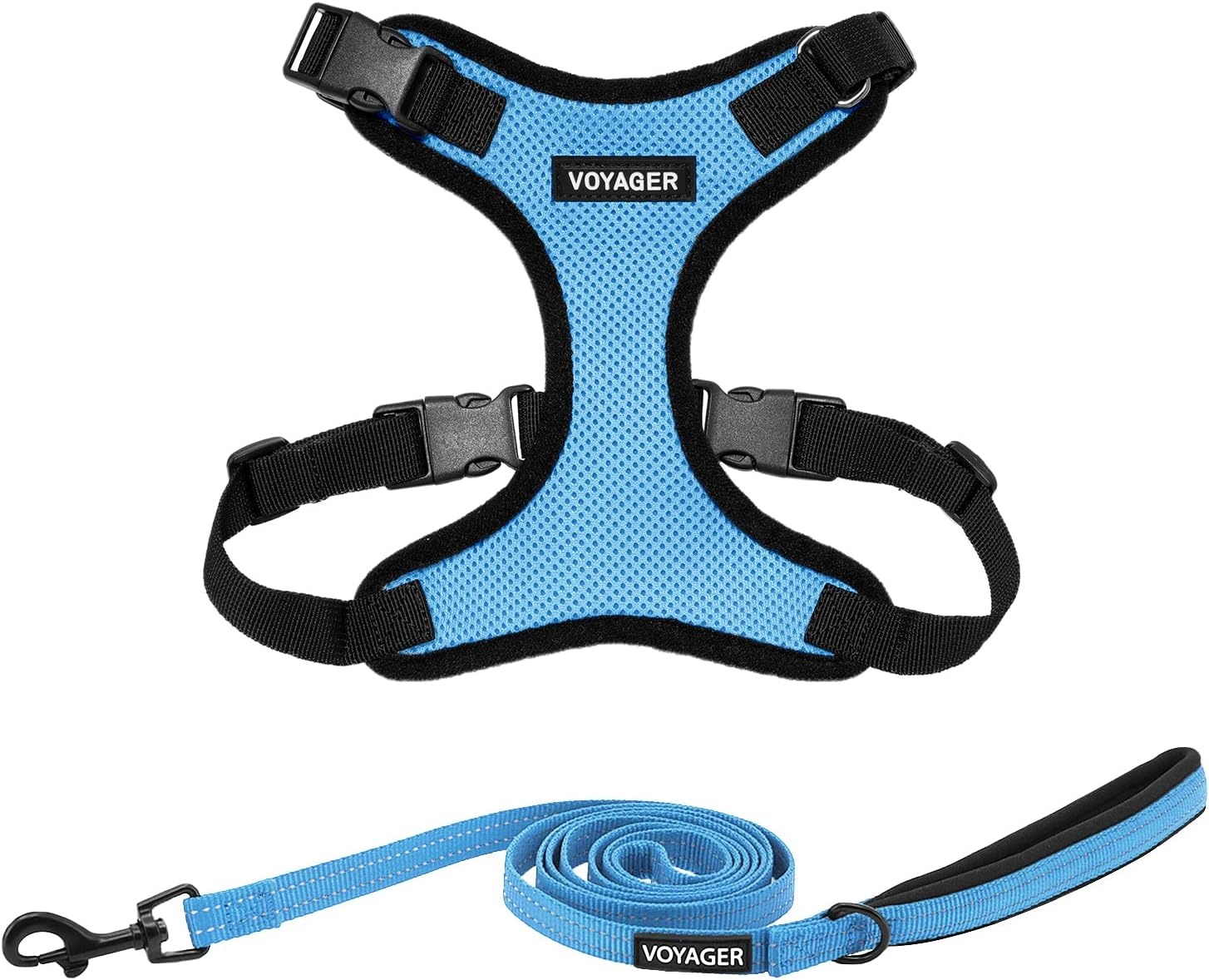image:imageBest Pet Supplies Voyager Stepin Lock Pet Harness w Reflective Pet Leash Combo Set with Neoprene Handle 5ft Supports Small Medium and Large Breed PuppiesCats PurpleBlack Trim LHarness Leash Set Baby BlueBlack Trim