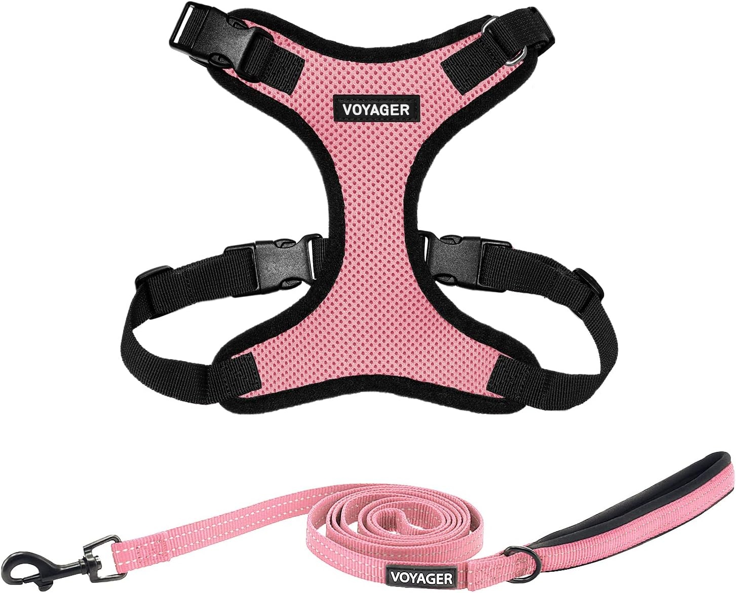 image:imageBest Pet Supplies Voyager Stepin Lock Pet Harness w Reflective Pet Leash Combo Set with Neoprene Handle 5ft Supports Small Medium and Large Breed PuppiesCats PurpleBlack Trim LHarness Leash Set PinkBlack Trim
