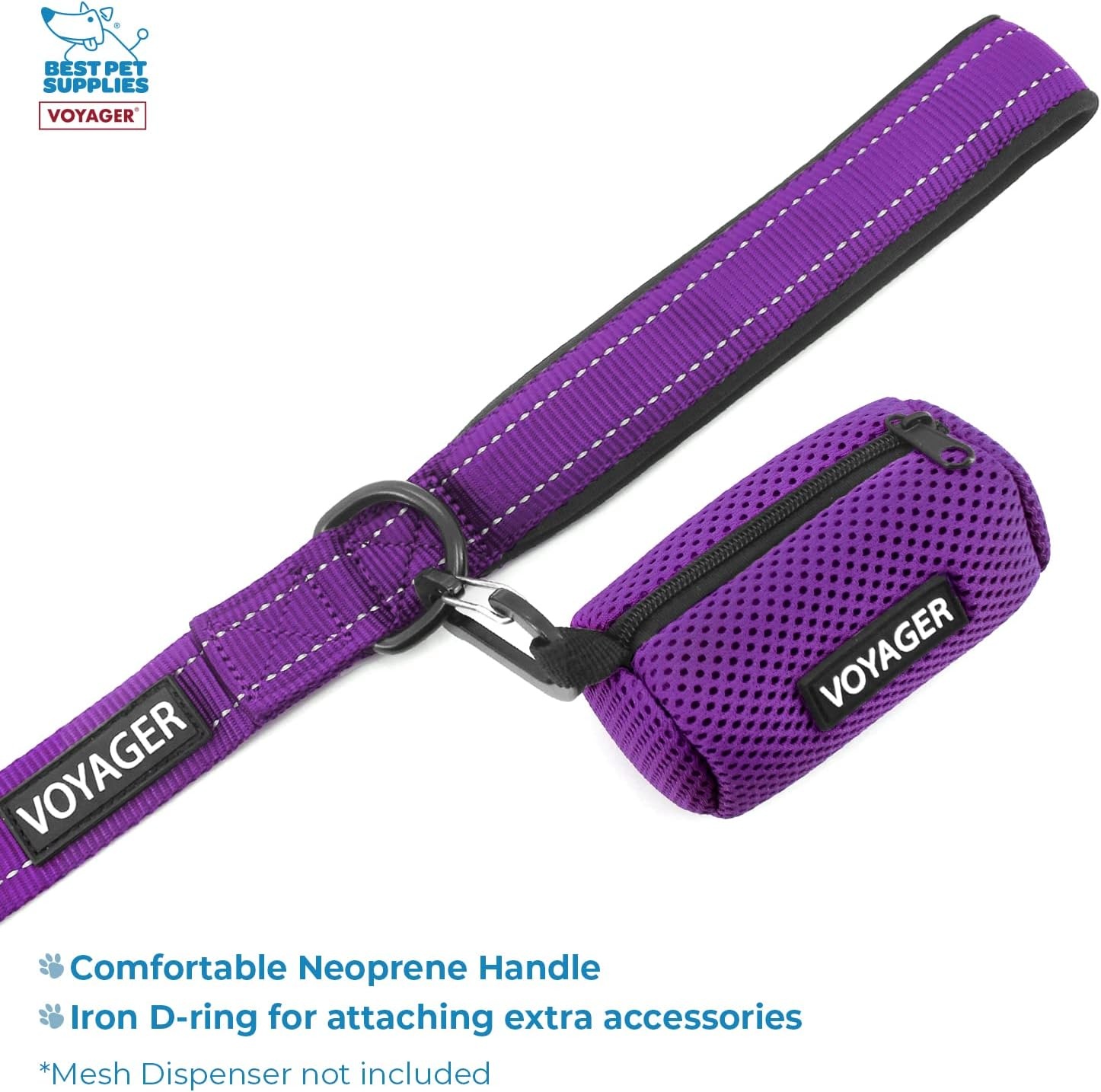 image:imageBest Pet Supplies Voyager Stepin Lock Pet Harness w Reflective Pet Leash Combo Set with Neoprene Handle 5ft Supports Small Medium and Large Breed PuppiesCats PurpleBlack Trim LHarness Leash Set Purple