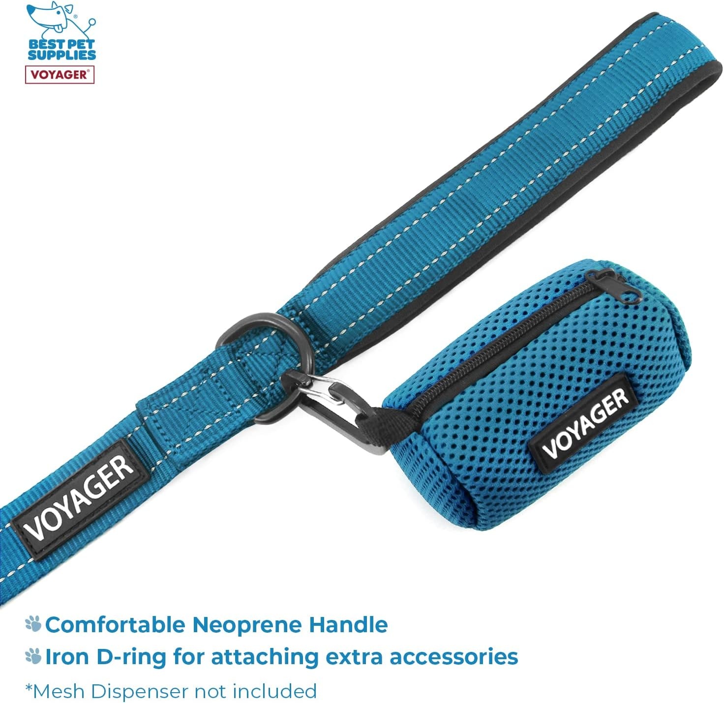 image:imageBest Pet Supplies Voyager Stepin Lock Pet Harness w Reflective Pet Leash Combo Set with Neoprene Handle 5ft Supports Small Medium and Large Breed PuppiesCats PurpleBlack Trim LHarness Leash Set TurquoiseBlack Trim