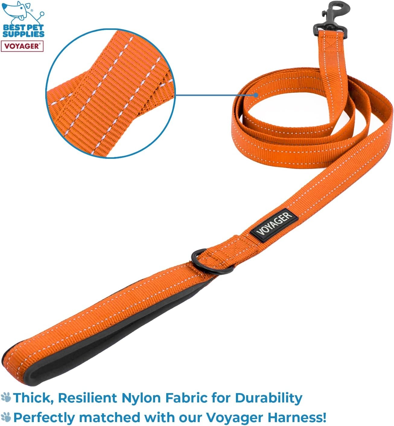 image:imageBest Pet Supplies Voyager Stepin Lock Pet Harness w Reflective Pet Leash Combo Set with Neoprene Handle 5ft Supports Small Medium and Large Breed PuppiesCats PurpleBlack Trim LHarness Leash Set Orange