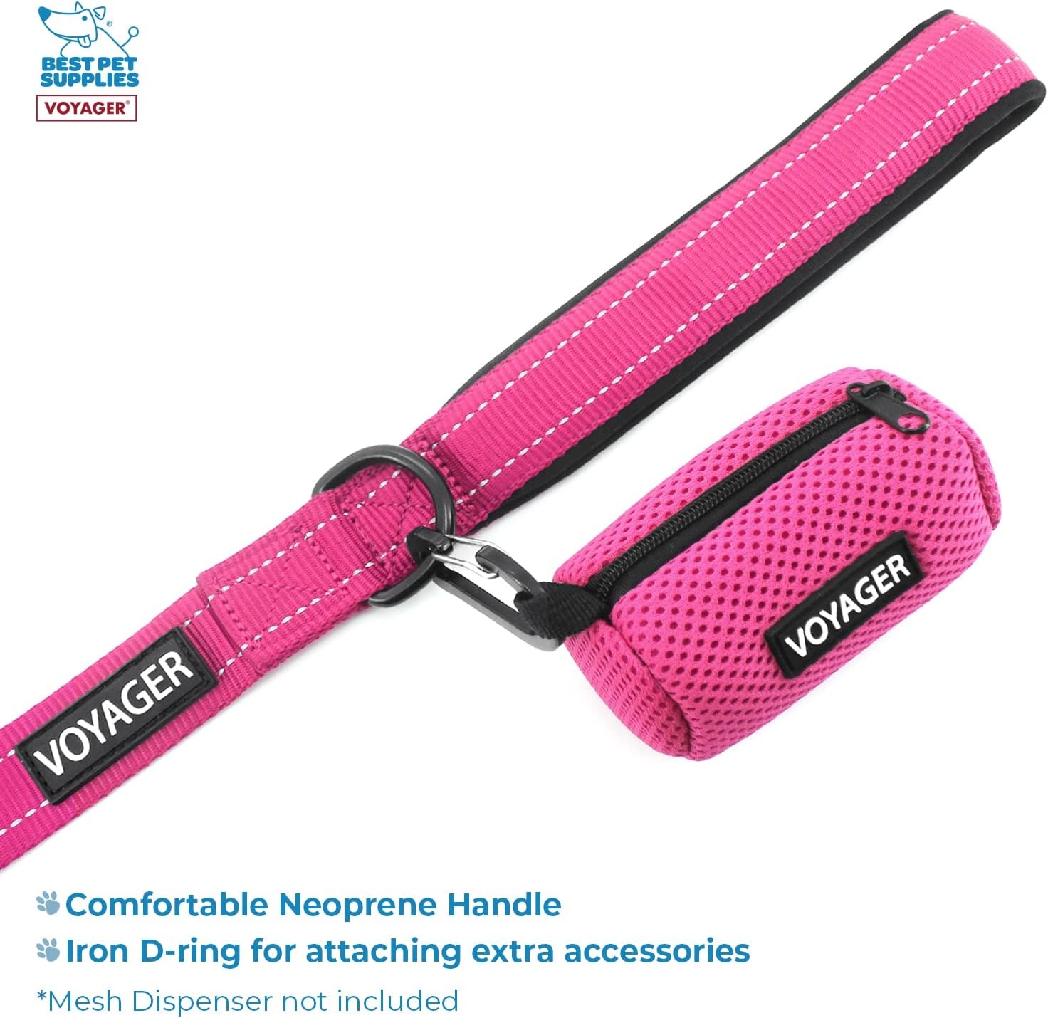 image:imageBest Pet Supplies Voyager Stepin Lock Pet Harness w Reflective Pet Leash Combo Set with Neoprene Handle 5ft Supports Small Medium and Large Breed PuppiesCats PurpleBlack Trim LHarness Leash Set Fuchsia