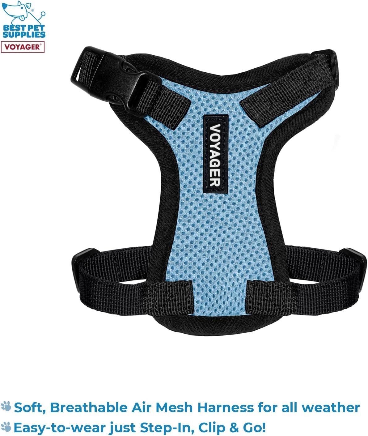 image:imageBest Pet Supplies Voyager Stepin Lock Pet Harness w Reflective Pet Leash Combo Set with Neoprene Handle 5ft Supports Small Medium and Large Breed PuppiesCats PurpleBlack Trim LHarness Leash Set Baby BlueBlack Trim