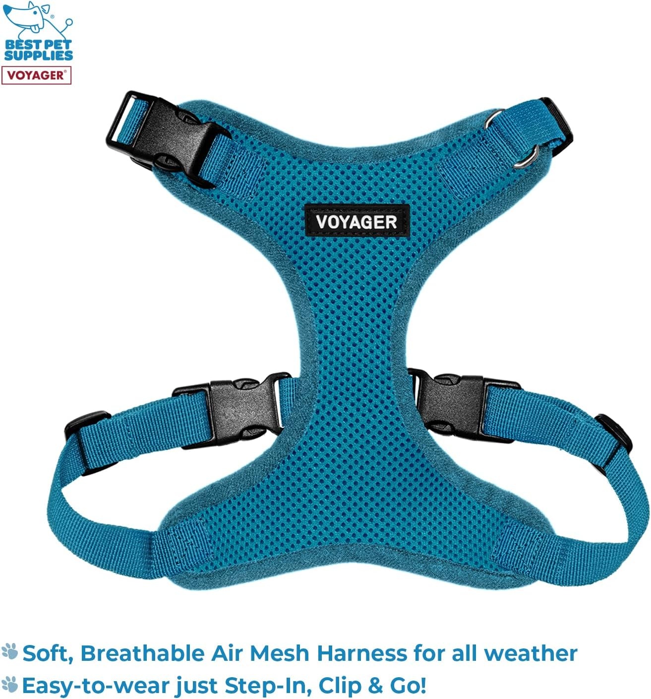 image:imageBest Pet Supplies Voyager Stepin Lock Pet Harness w Reflective Pet Leash Combo Set with Neoprene Handle 5ft Supports Small Medium and Large Breed PuppiesCats PurpleBlack Trim LHarness Leash Set Turquoise